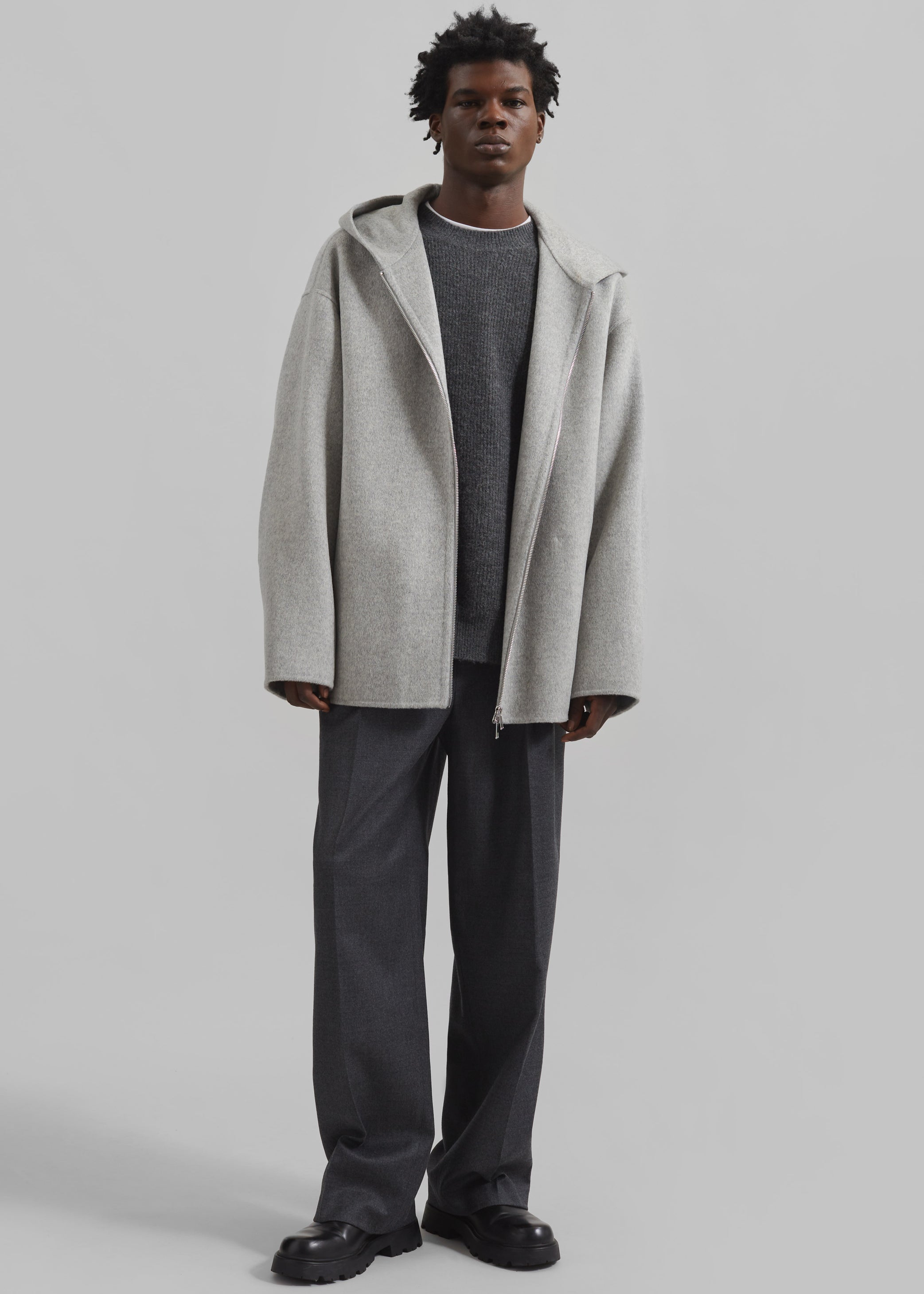 Shop the look image for Beo Wool Flannel Suit Pants - Charcoal