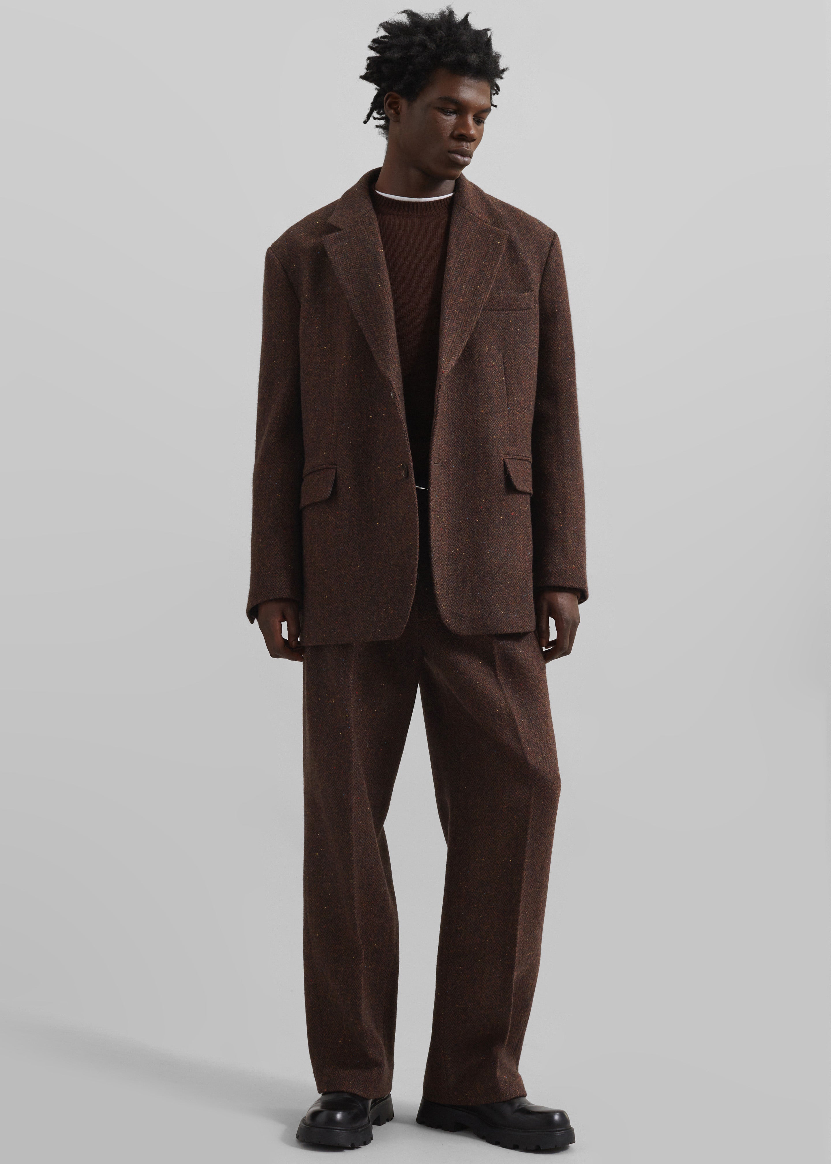 Beo Wool Suit Pants - Brown - 2