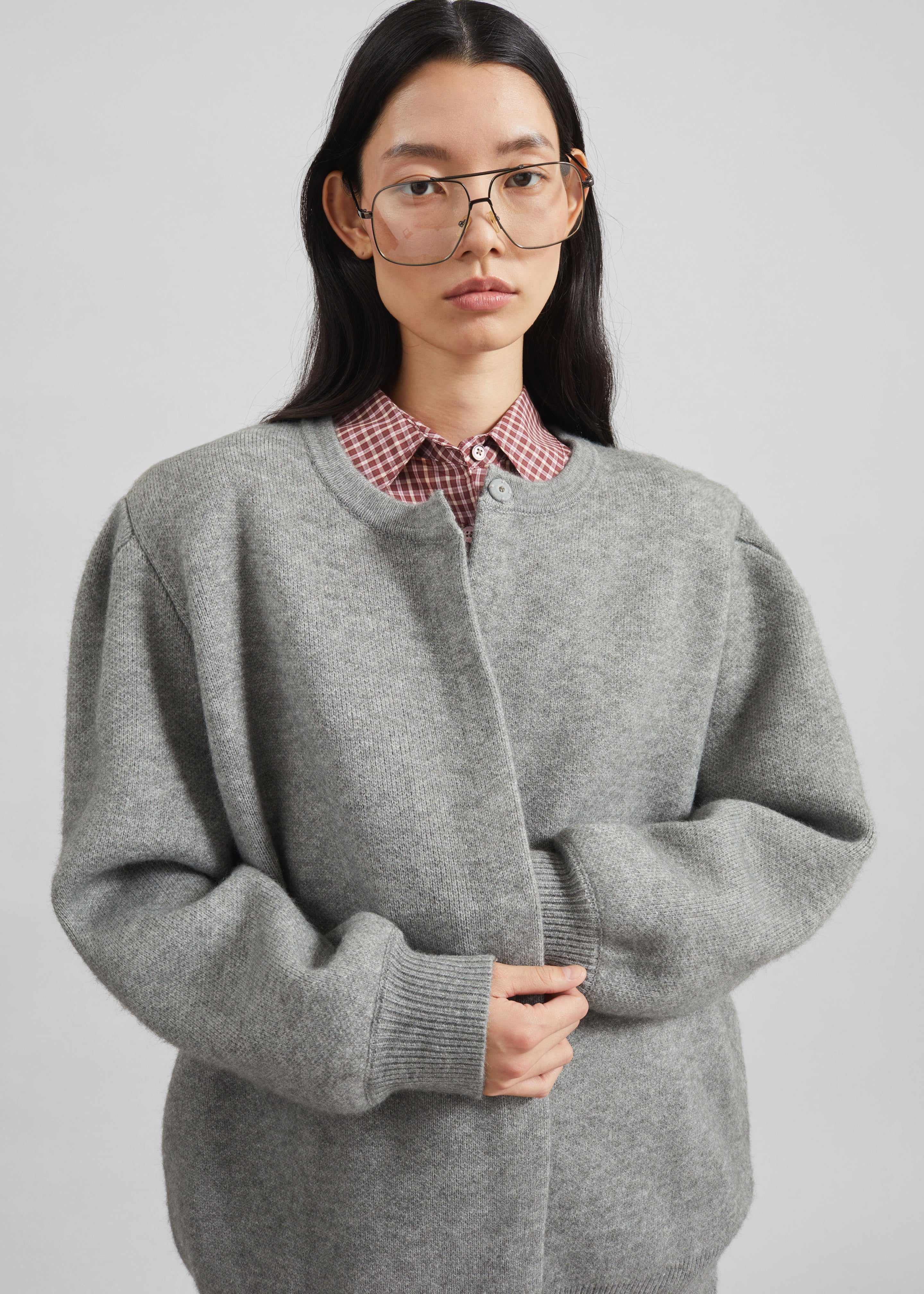 Bergen Padded Knit Cardigan - Grey - 5