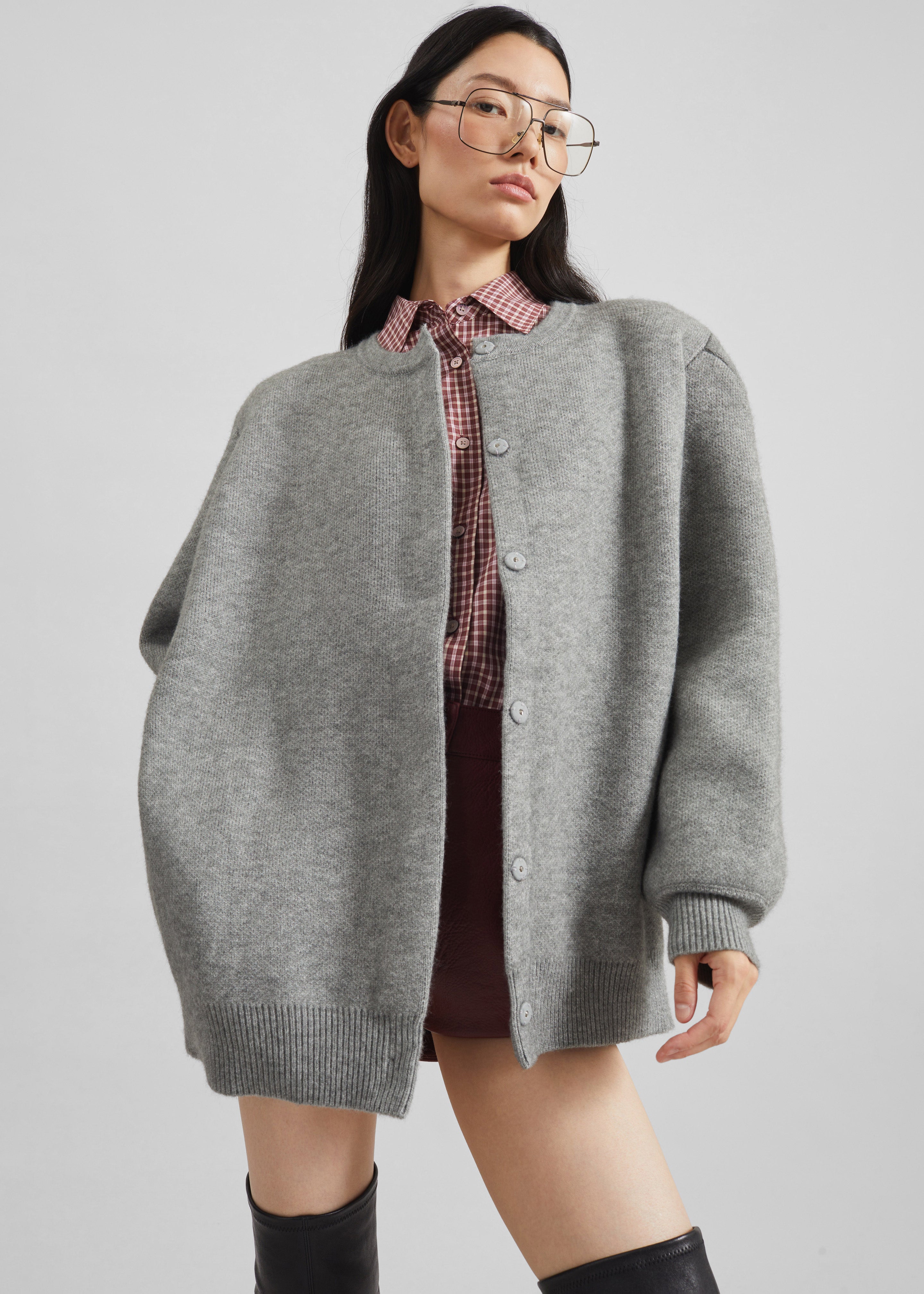 Bergen Padded Knit Cardigan - Grey – The Frankie Shop Europe