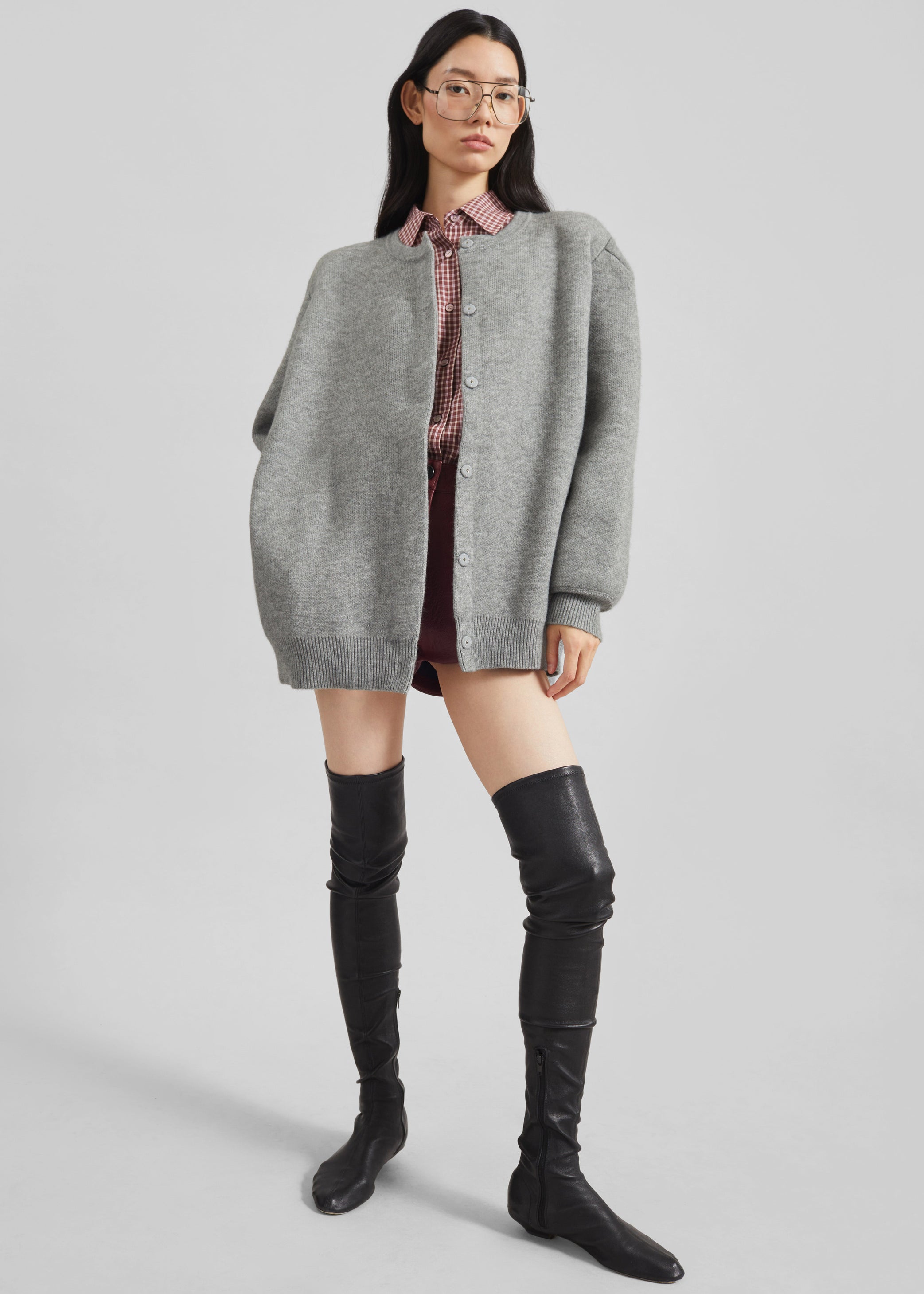 Shop the look image for Bergen Padded Knit Cardigan - Grey