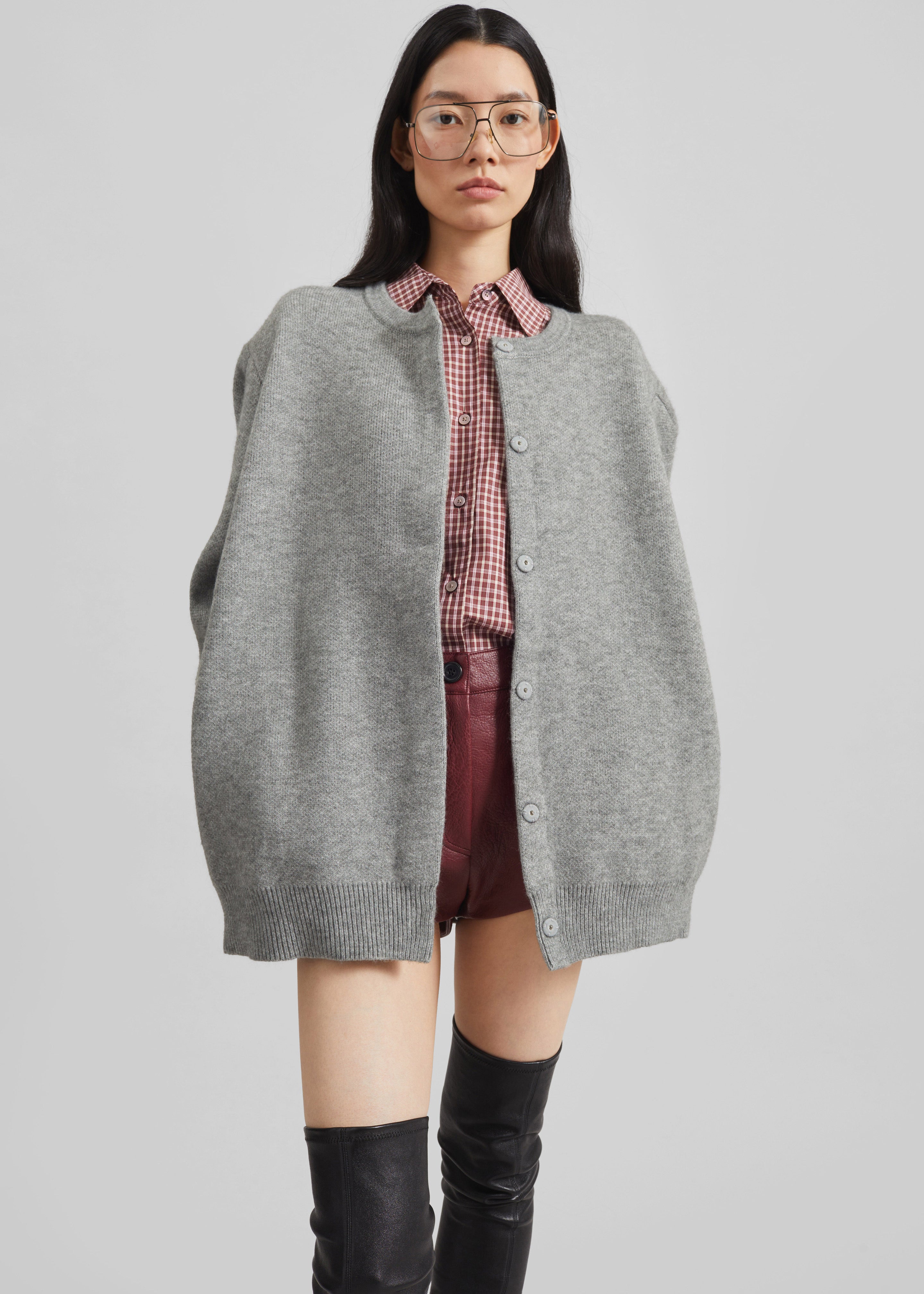 Bergen Padded Knit Cardigan - Grey - 7