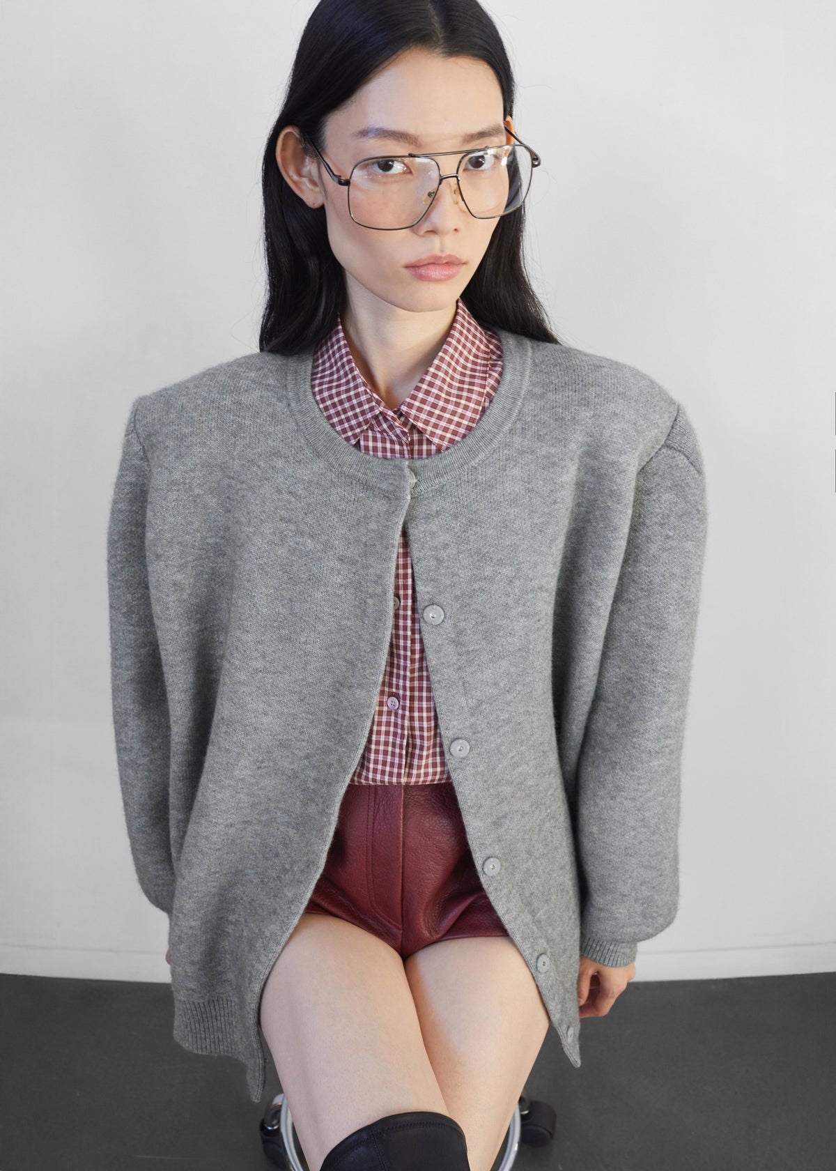 Bergen Padded Knit Cardigan - Grey - 2