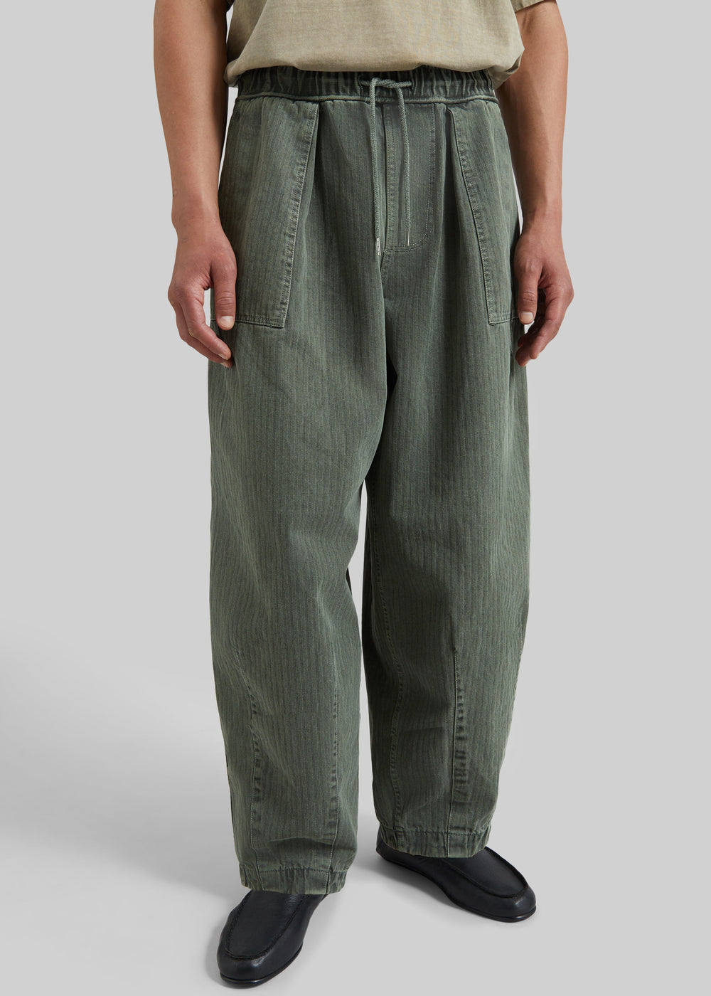 Bernay Herringbone Balloon Pants - Pale Olive - 1