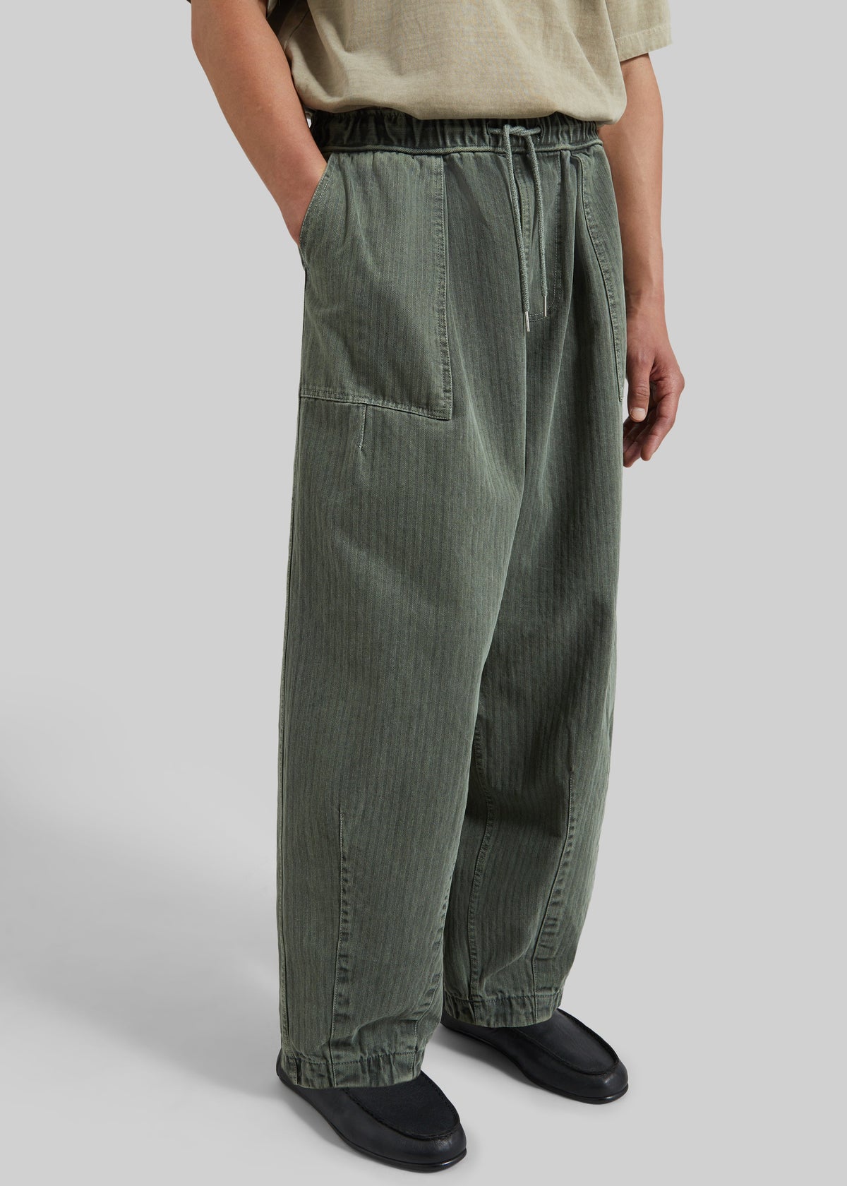 Bernay Herringbone Balloon Pants - Pale Olive - 5