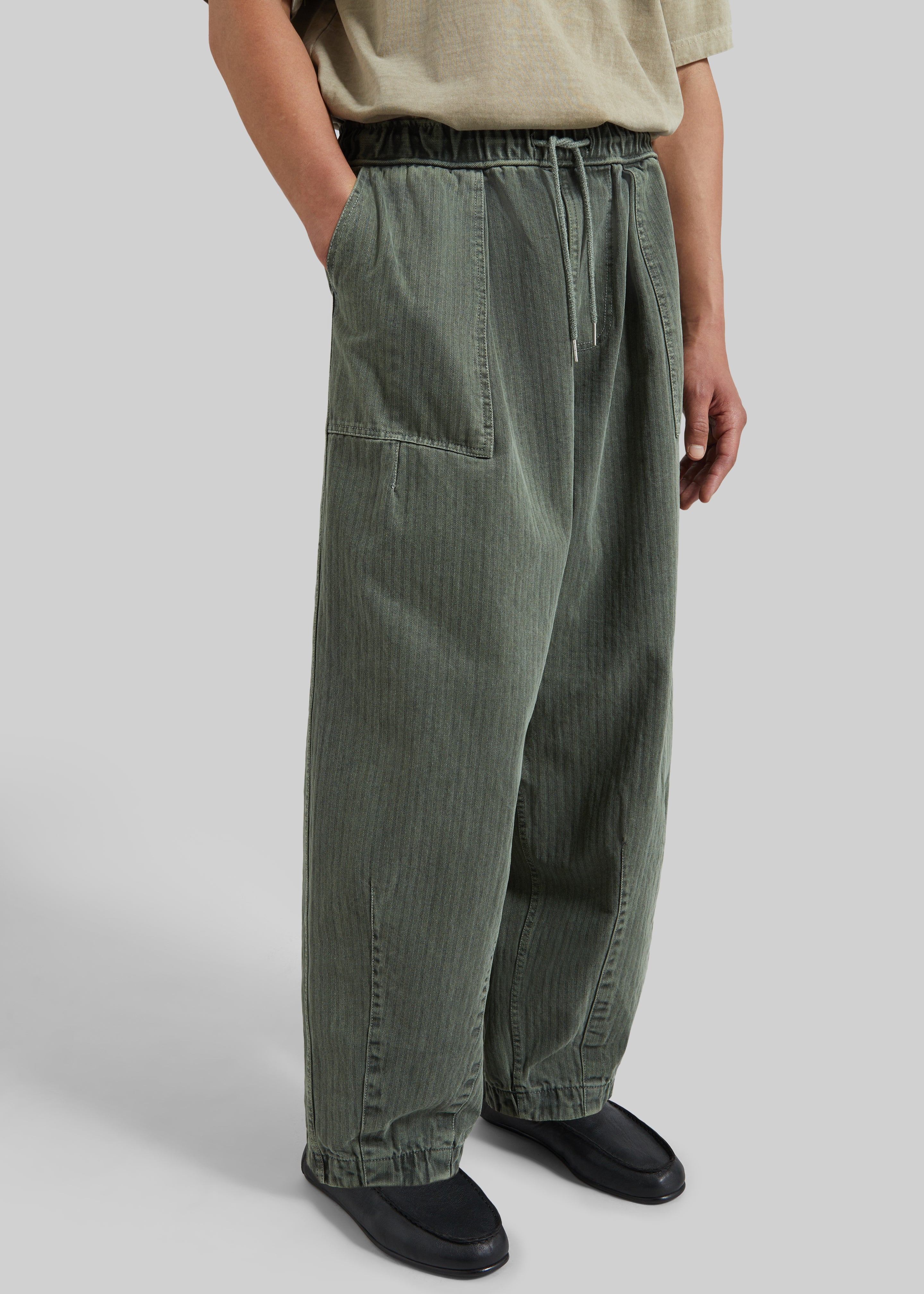 Bernay Herringbone Balloon Pants - Pale Olive - 5