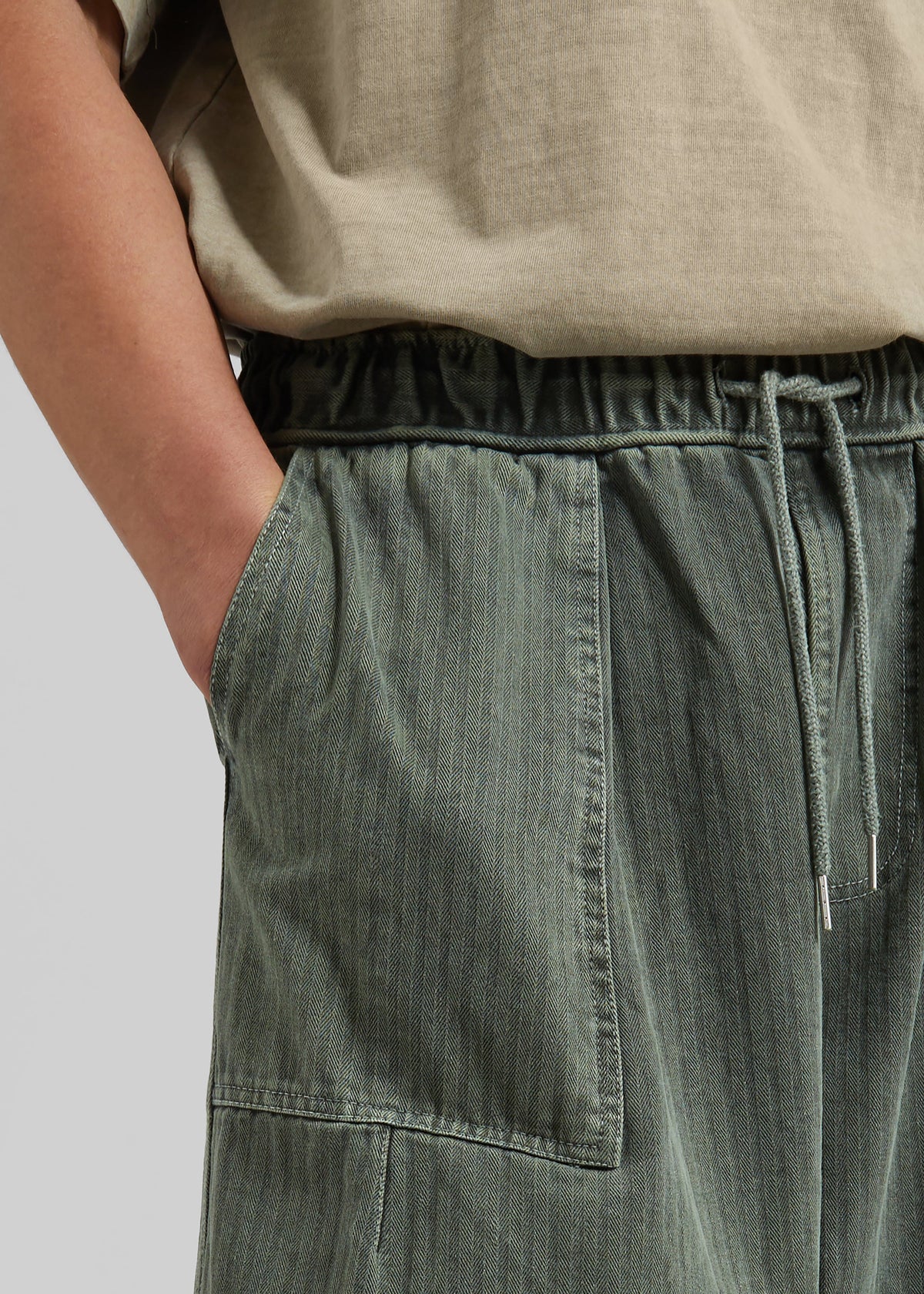 Bernay Herringbone Balloon Pants - Pale Olive - 3
