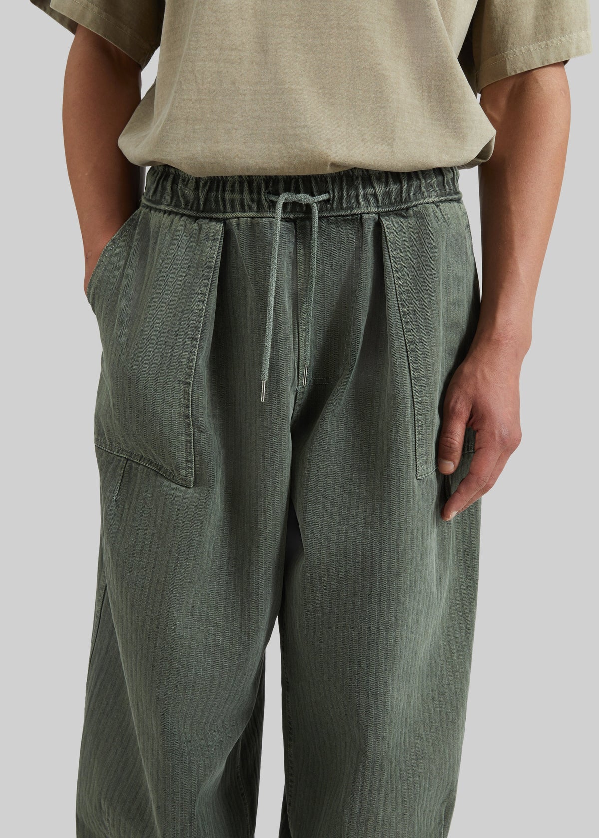 Bernay Herringbone Balloon Pants - Pale Olive - 6