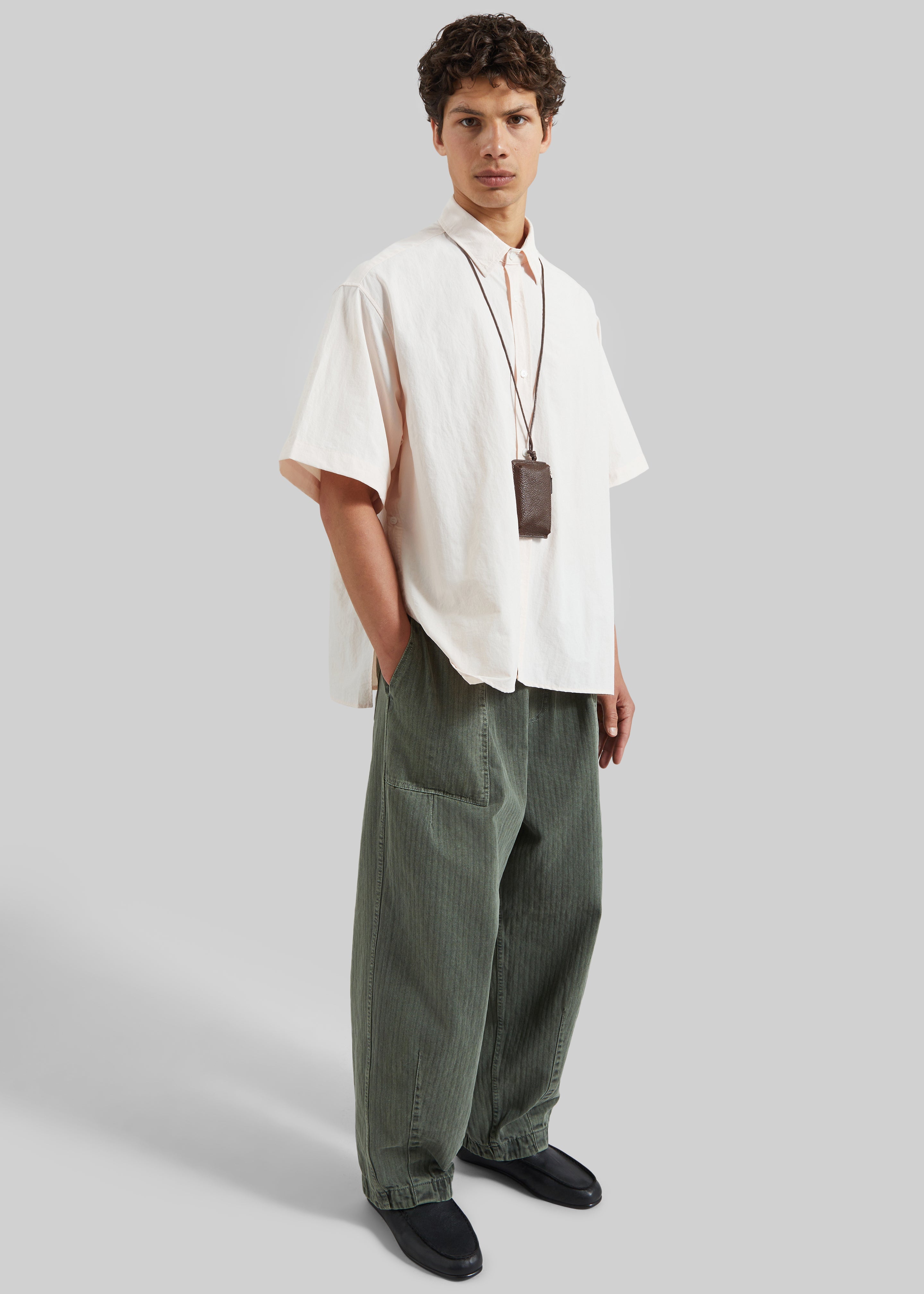 Bernay Herringbone Balloon Pants - Pale Olive - 7