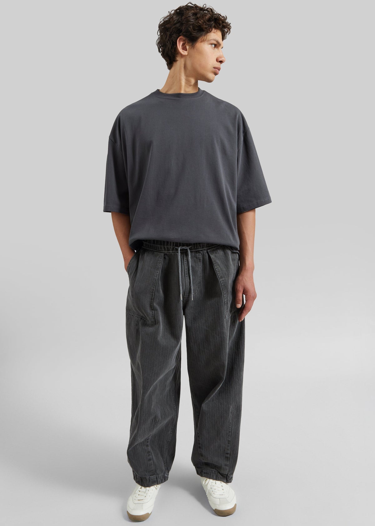 Bernay Herringbone Balloon Pants - Slate Grey - 5