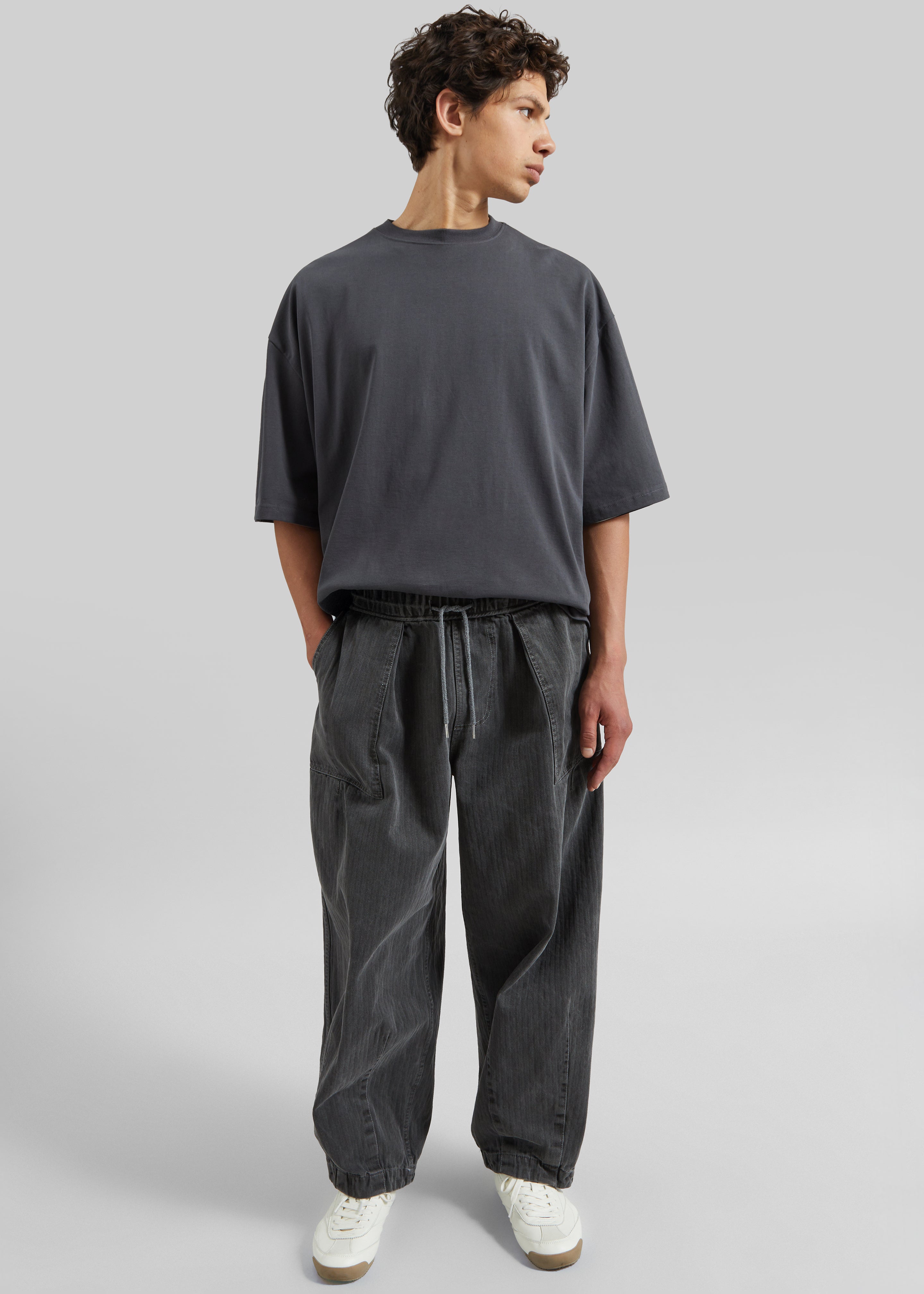 Bernay Herringbone Balloon Pants - Slate Grey - 5