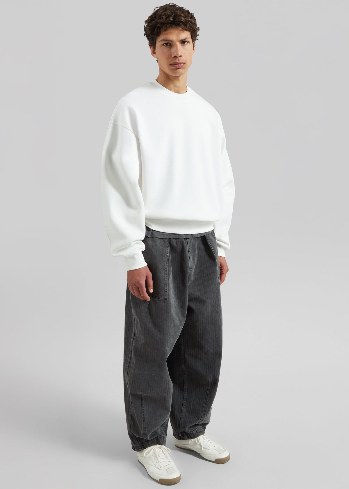 Bernay Herringbone Balloon Pants - Slate Grey - 1