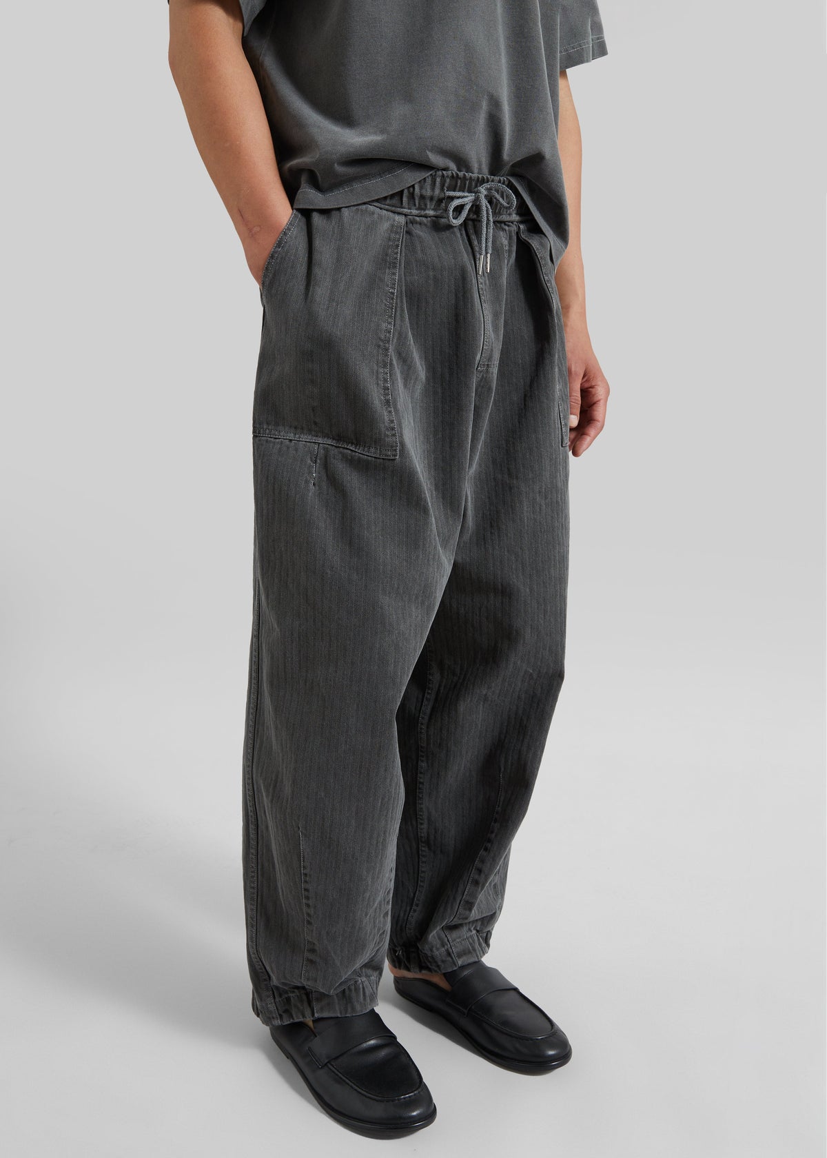 Bernay Herringbone Balloon Pants - Slate Grey - 3