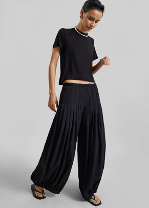 Berson Gathered Balloon Pants - Black
