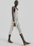 Berzi Sheer Lace Midi Dress - White