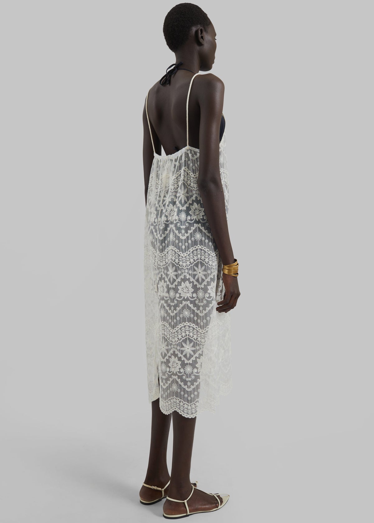 Berzi Sheer Lace Midi Dress - White - 6