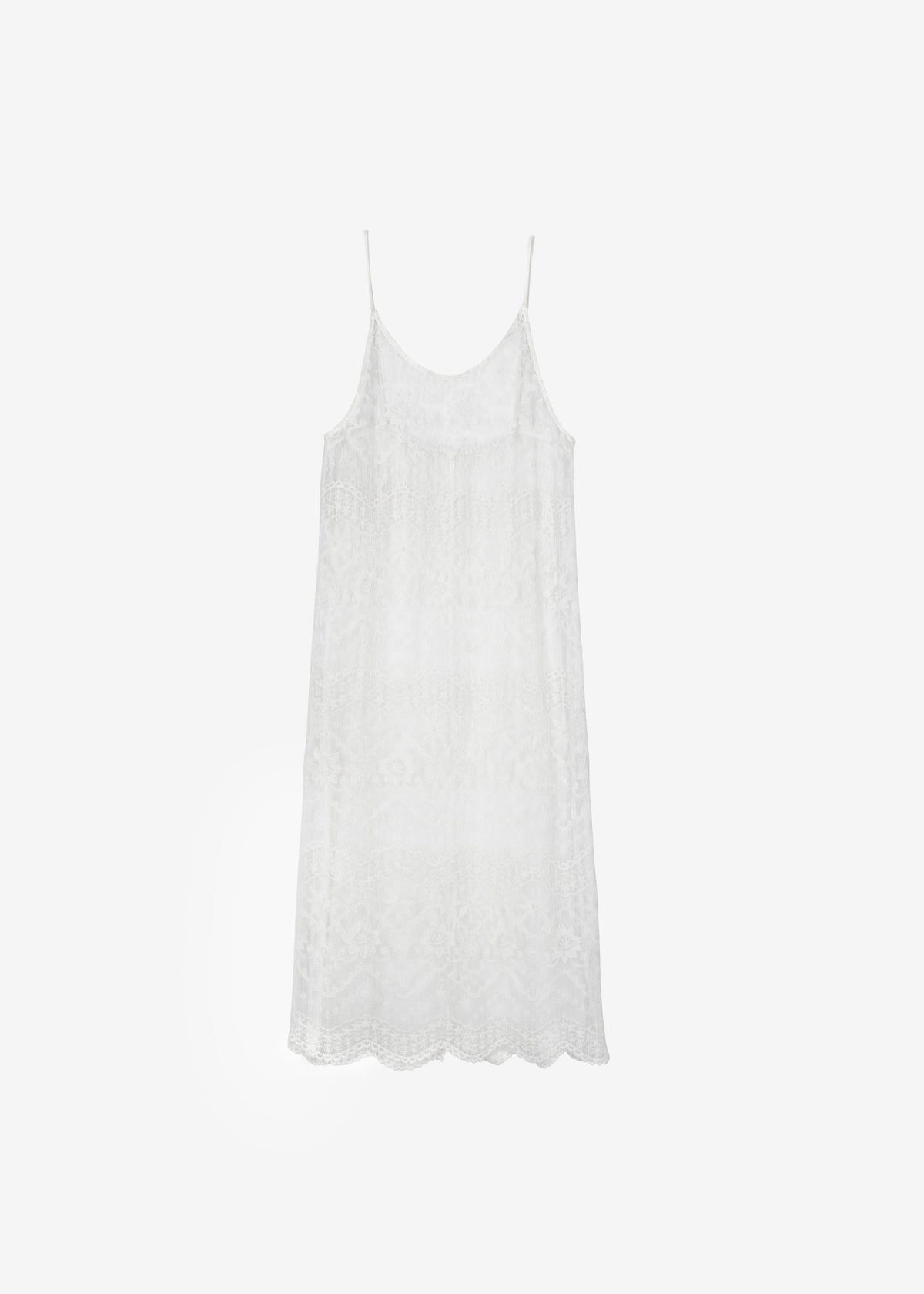 Berzi Sheer Lace Midi Dress - White - 7