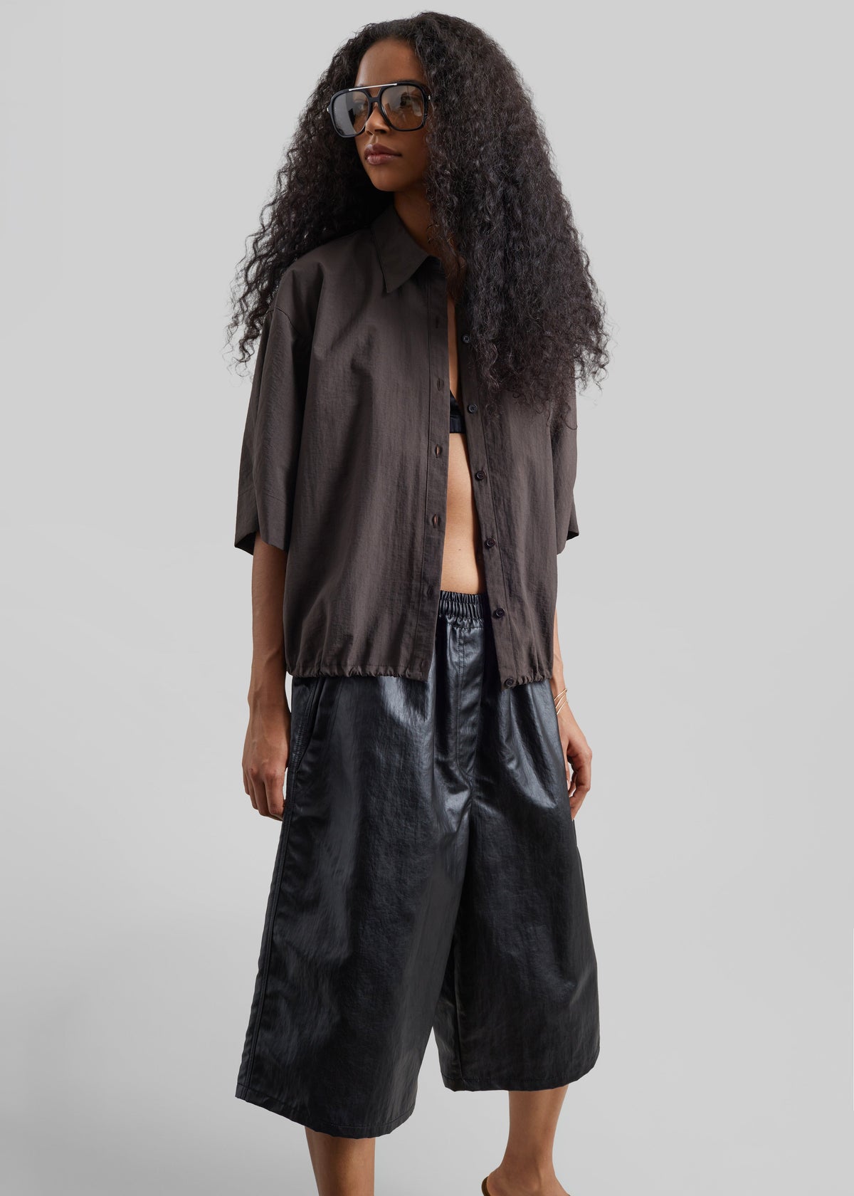 Beslon Leather-Effect Bermuda Shorts - Black - 6