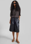 Beslon Leather-Effect Bermuda Shorts - Black