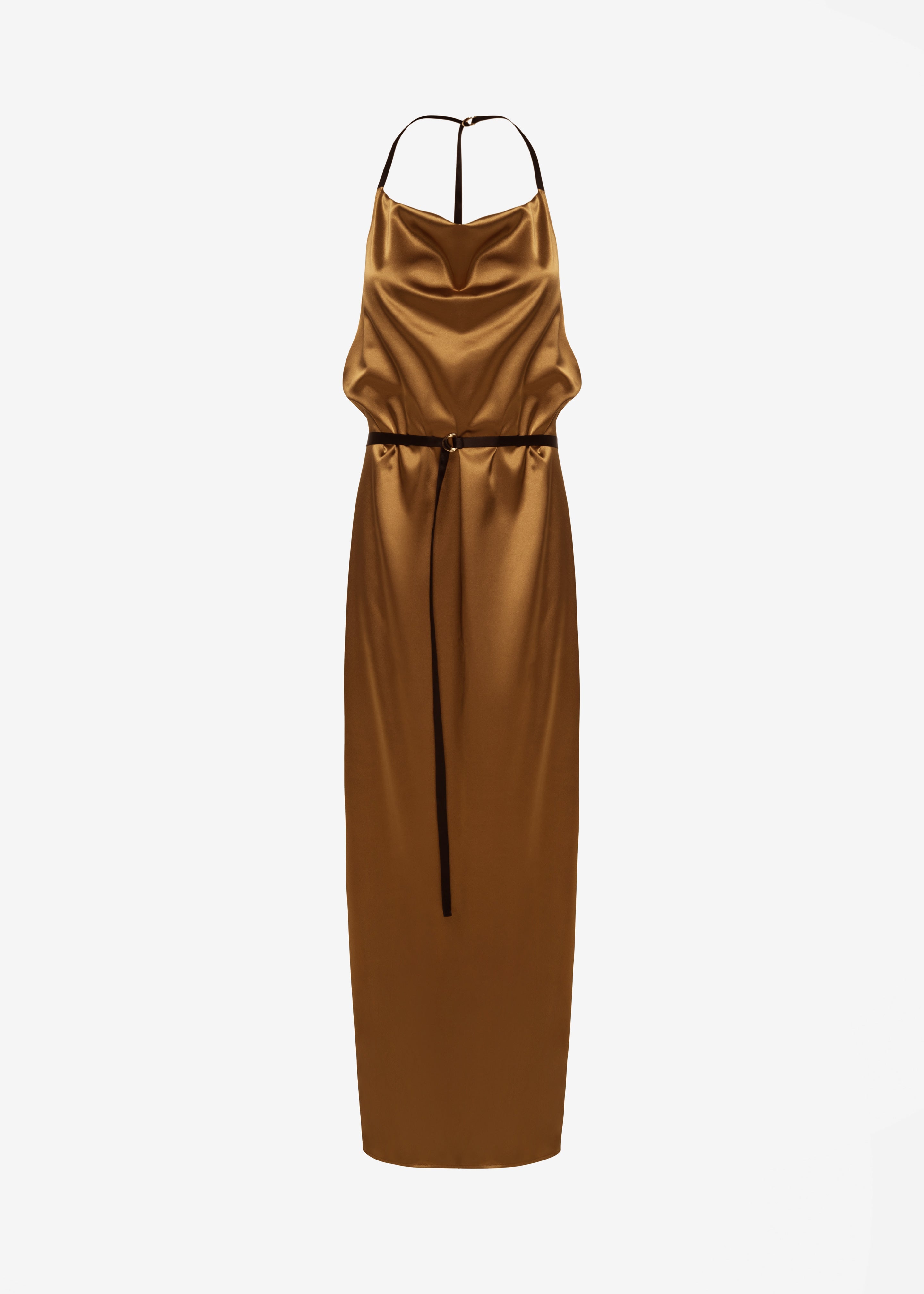 Bevza Apron Long Dress - Gold/Black - 8