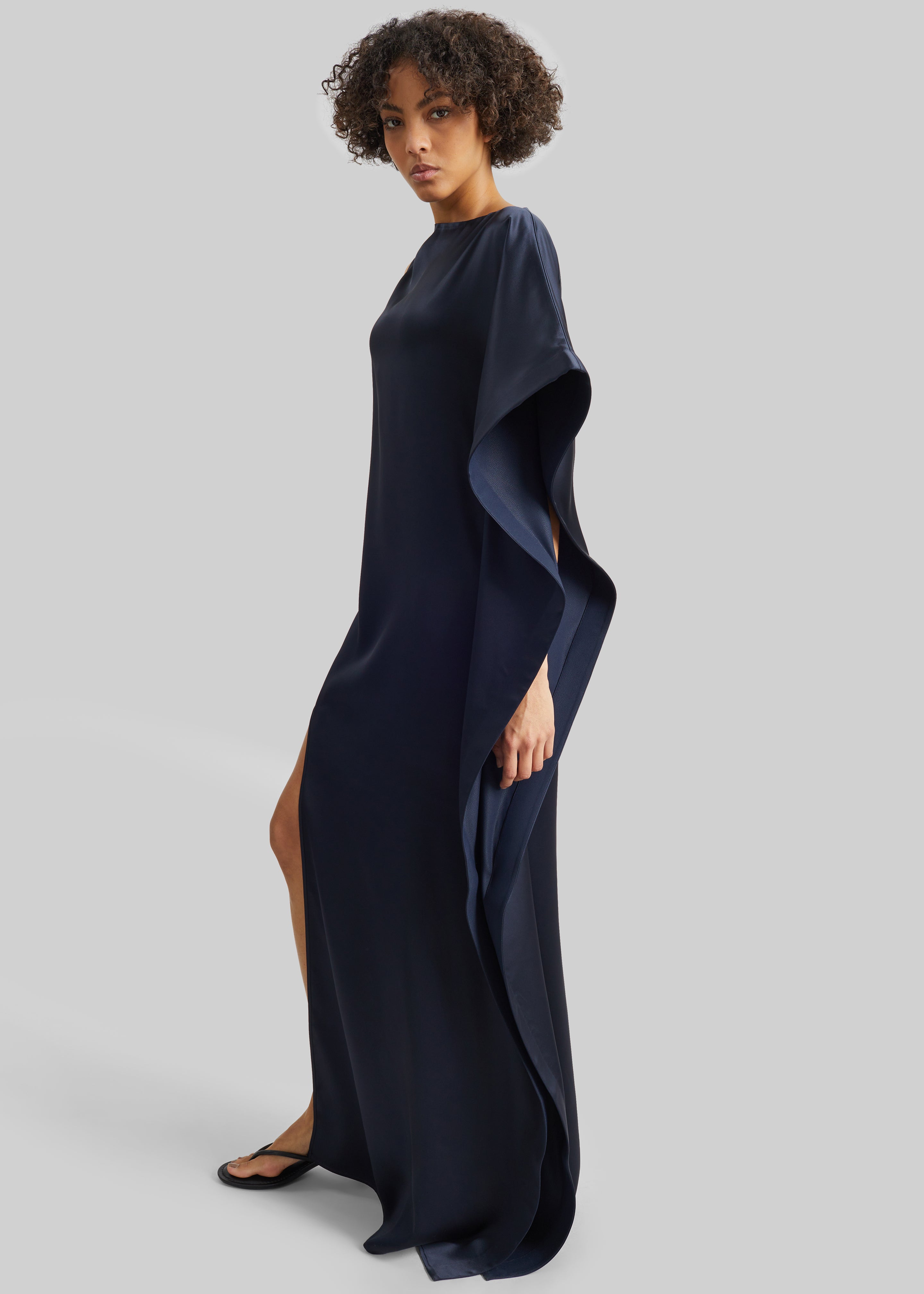 Bevza Asymmetric Maxi Dress - Dark Ink Navy - 5