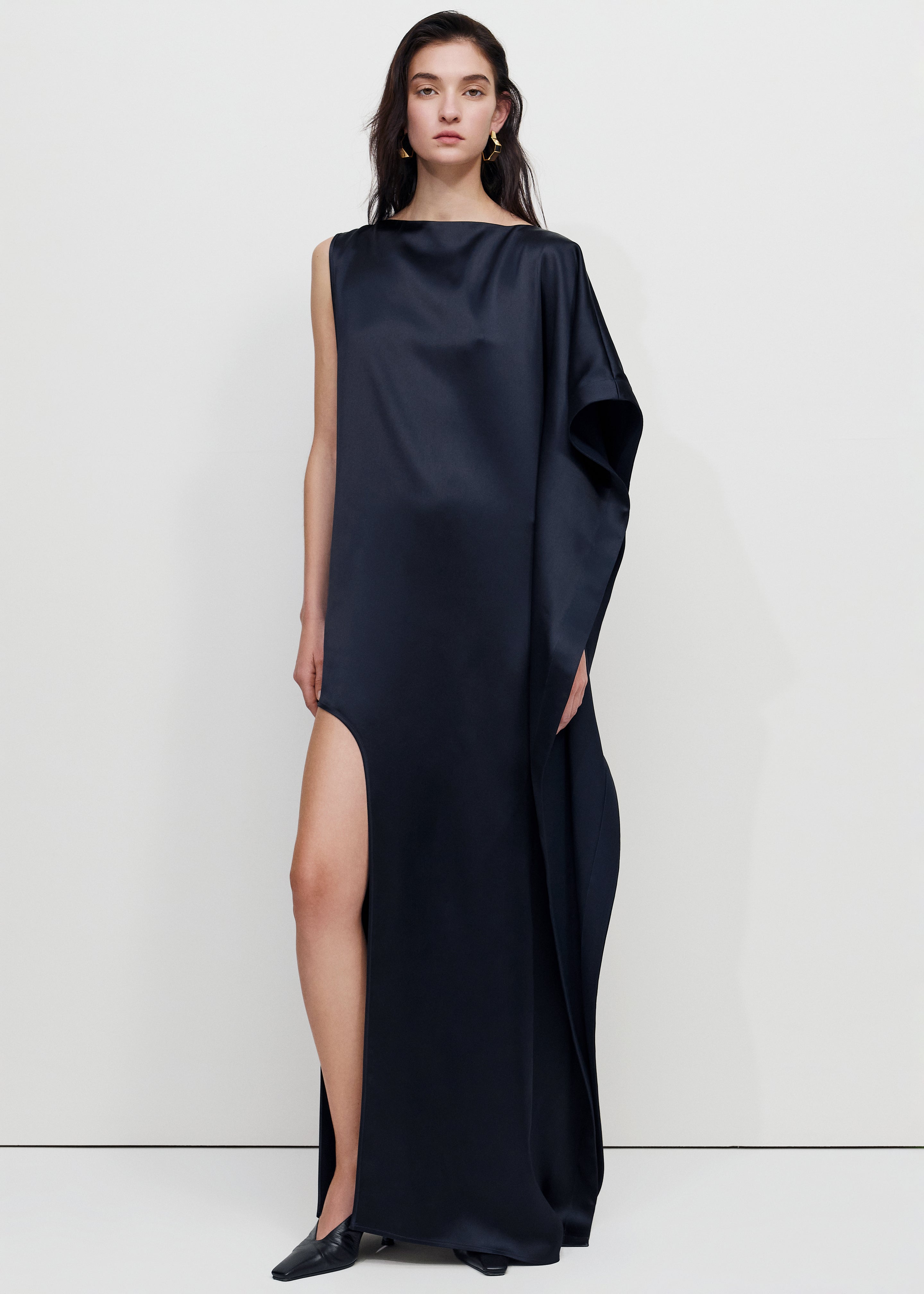 Bevza Asymmetric Maxi Dress - Dark Ink Navy - 6