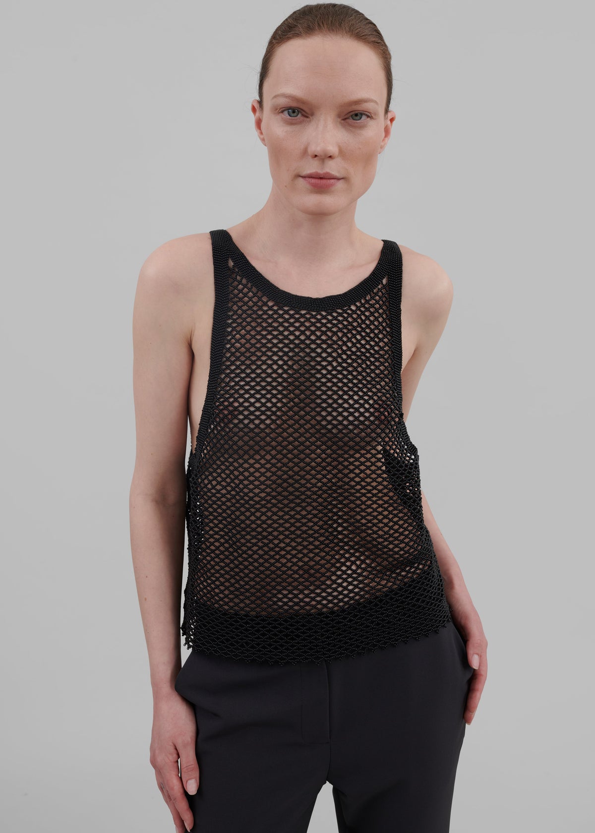 Bevza Beaded Tank Top - Black - 1