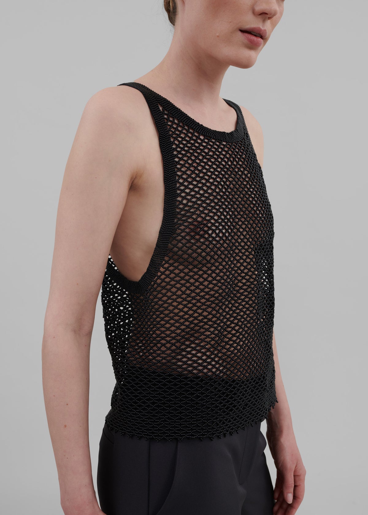 Bevza Beaded Tank Top - Black - 2