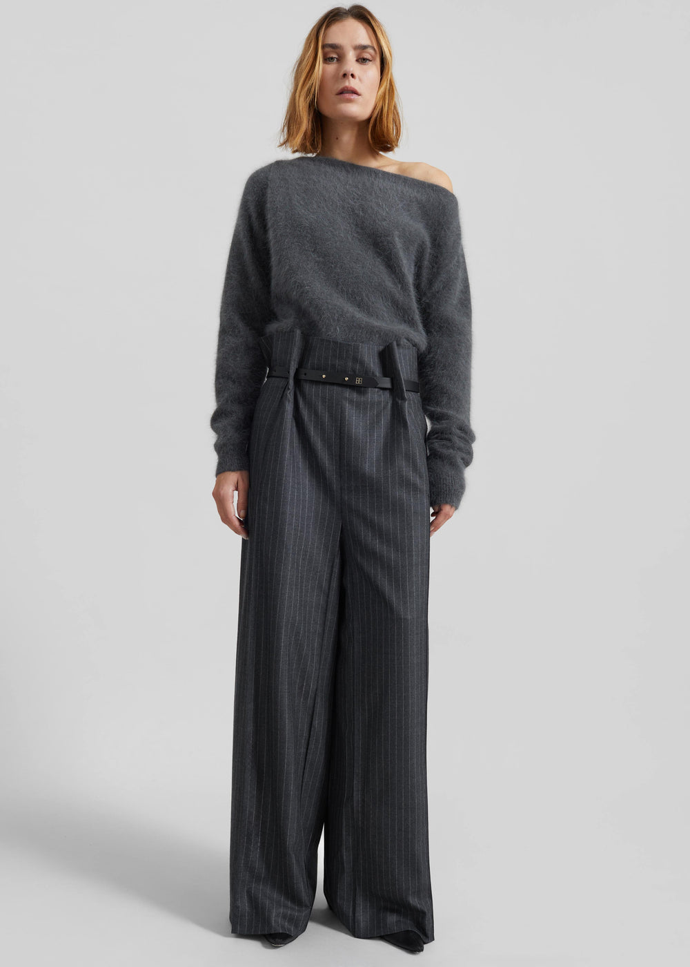 Bevza Belted Square Culottes - Dark Grey - 1