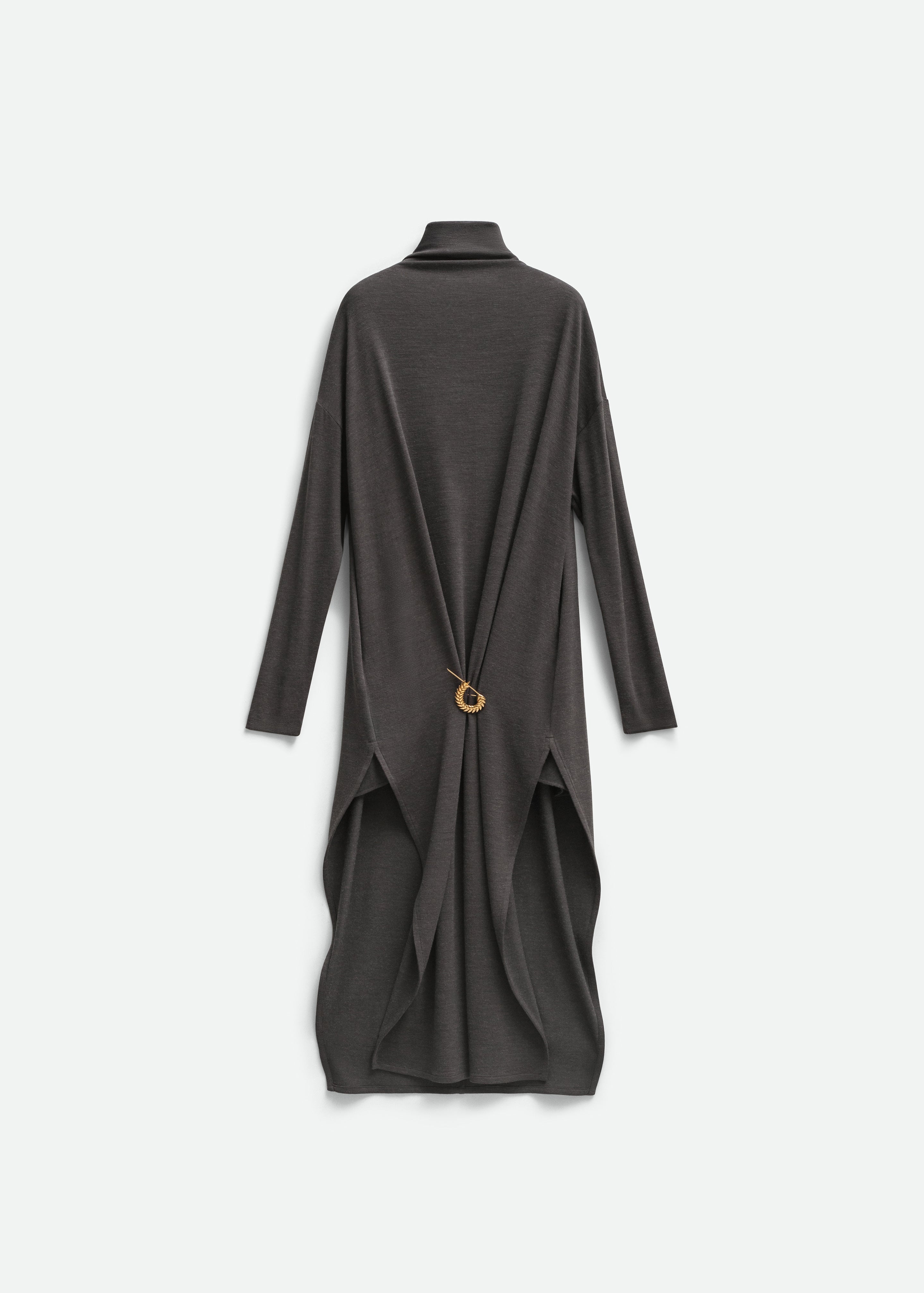 Bevza Brooch Dress - Dark Grey - 4