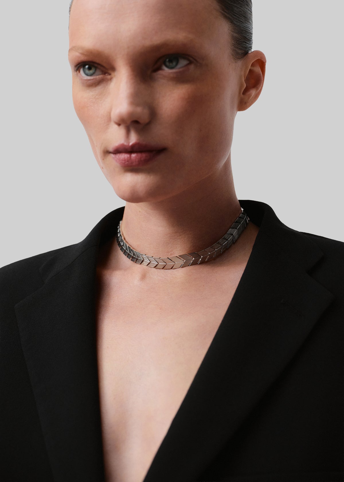 Bevza Flat Spikelet Choker - Steel Grey - 1