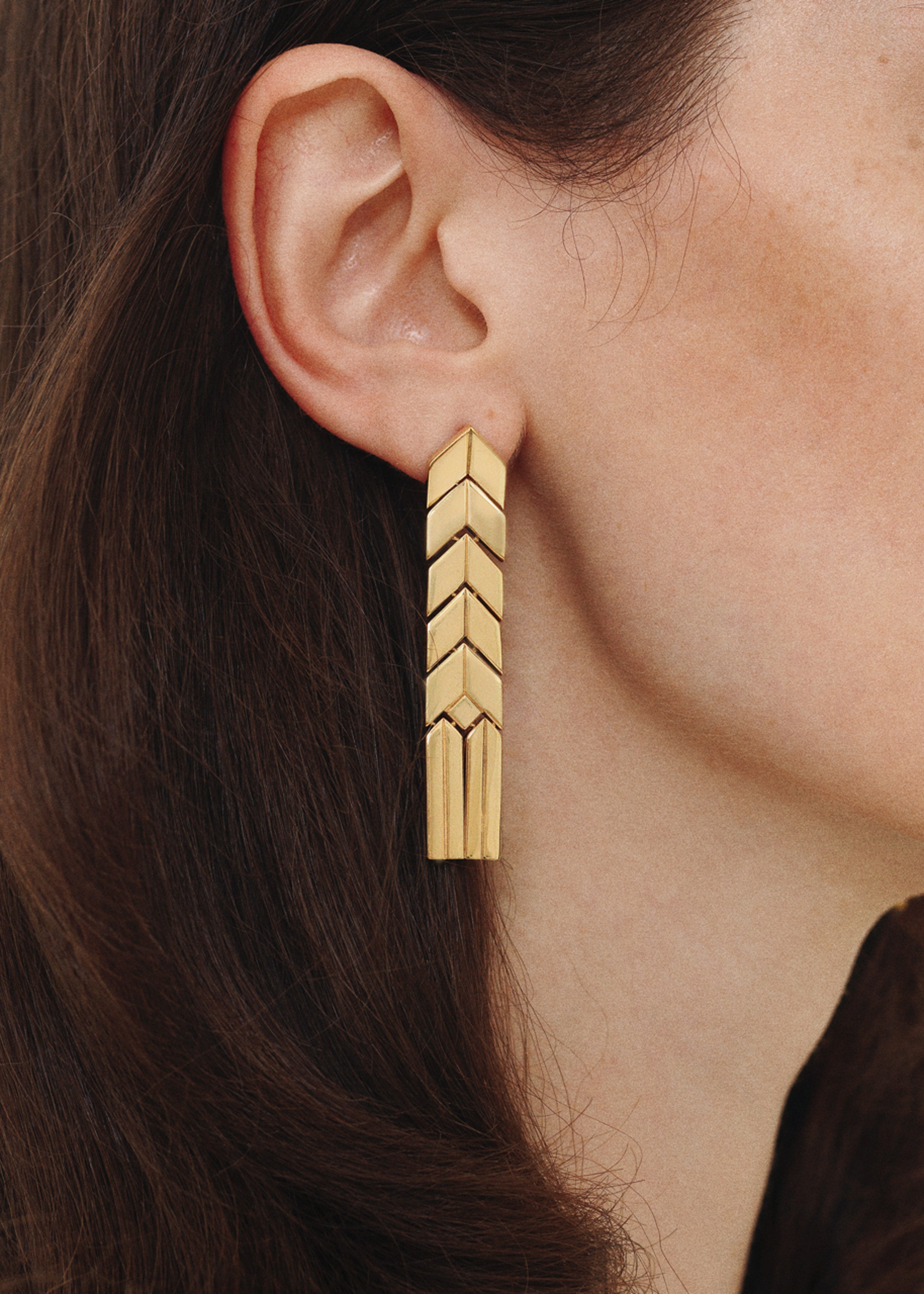 Bevza Flat Spikelet Earrings - Gold - 1