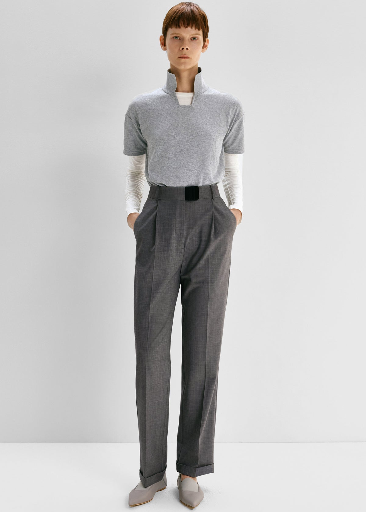 Bevza High-Waisted Trousers - Dark Grey - 4