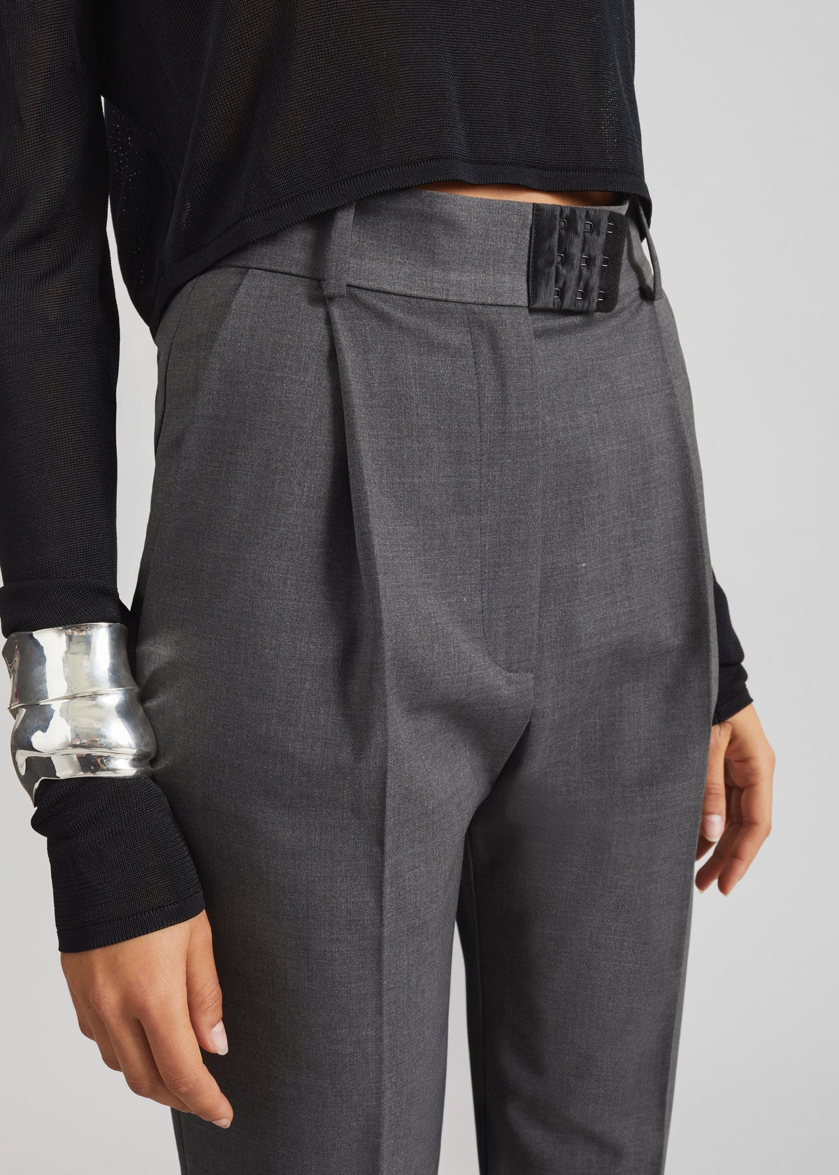 Bevza High-Waisted Trousers - Dark Grey - 6