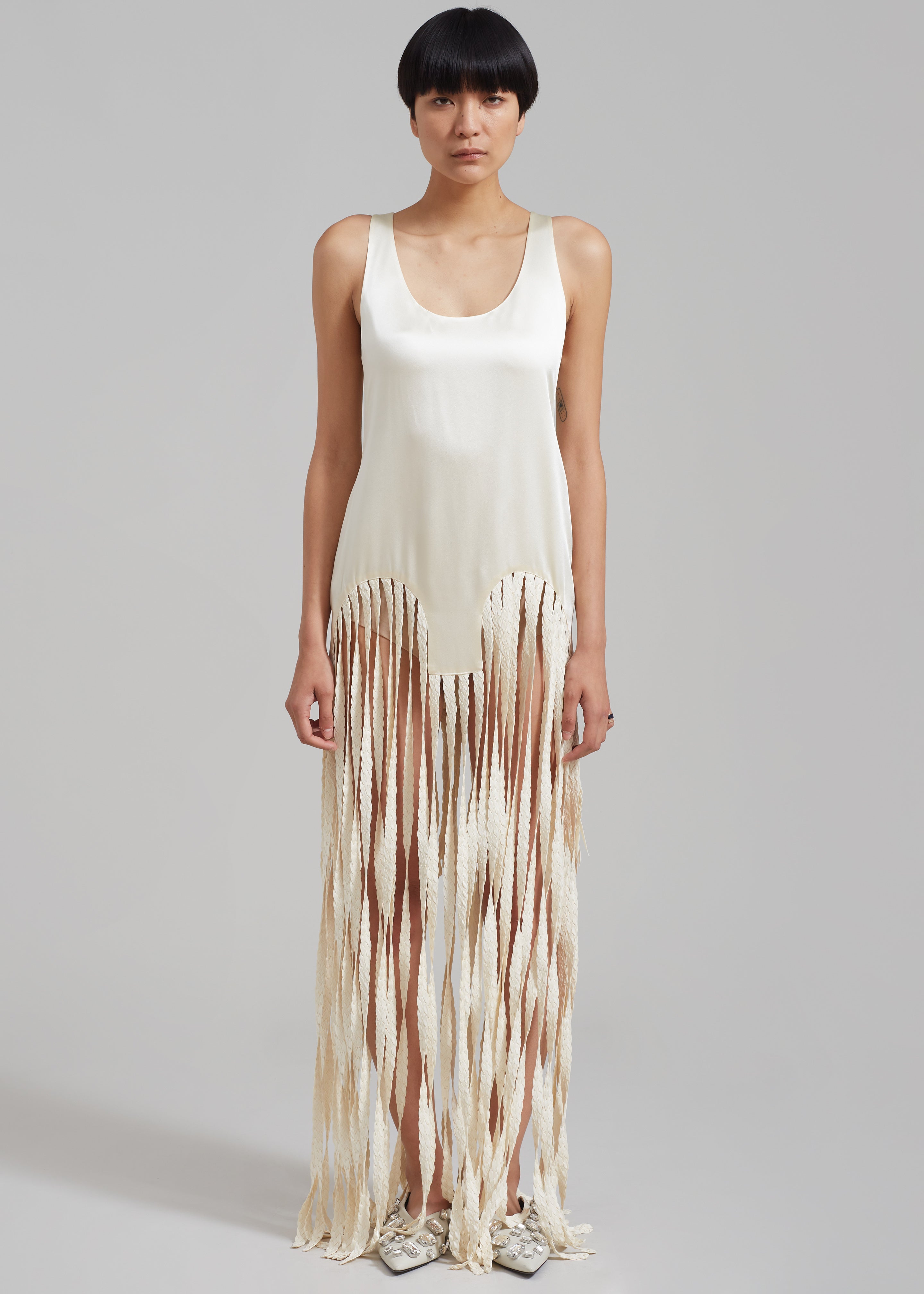 Bevza Long Spikelet Dress - Champagne - 11