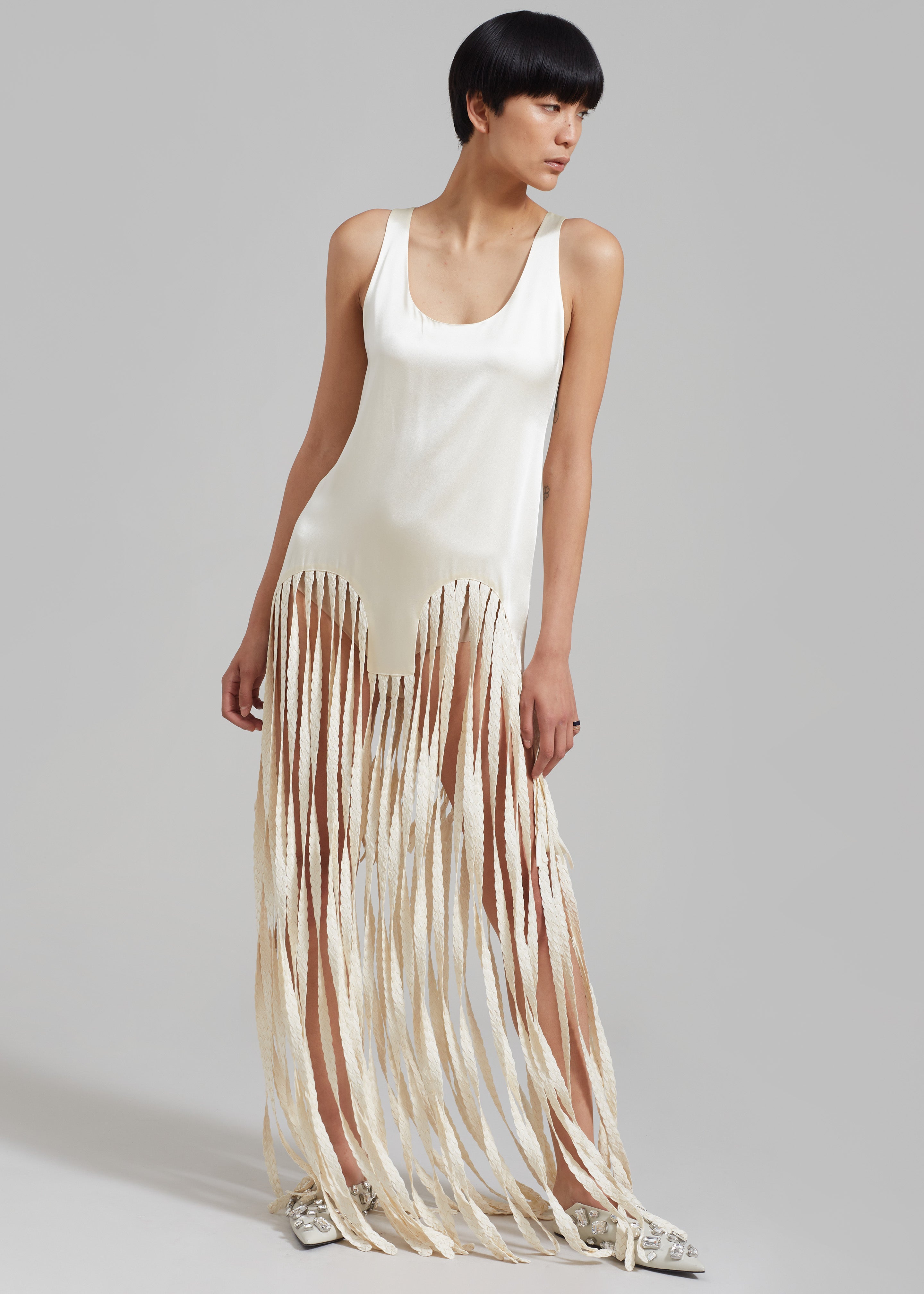 Bevza Long Spikelet Dress - Champagne - 6