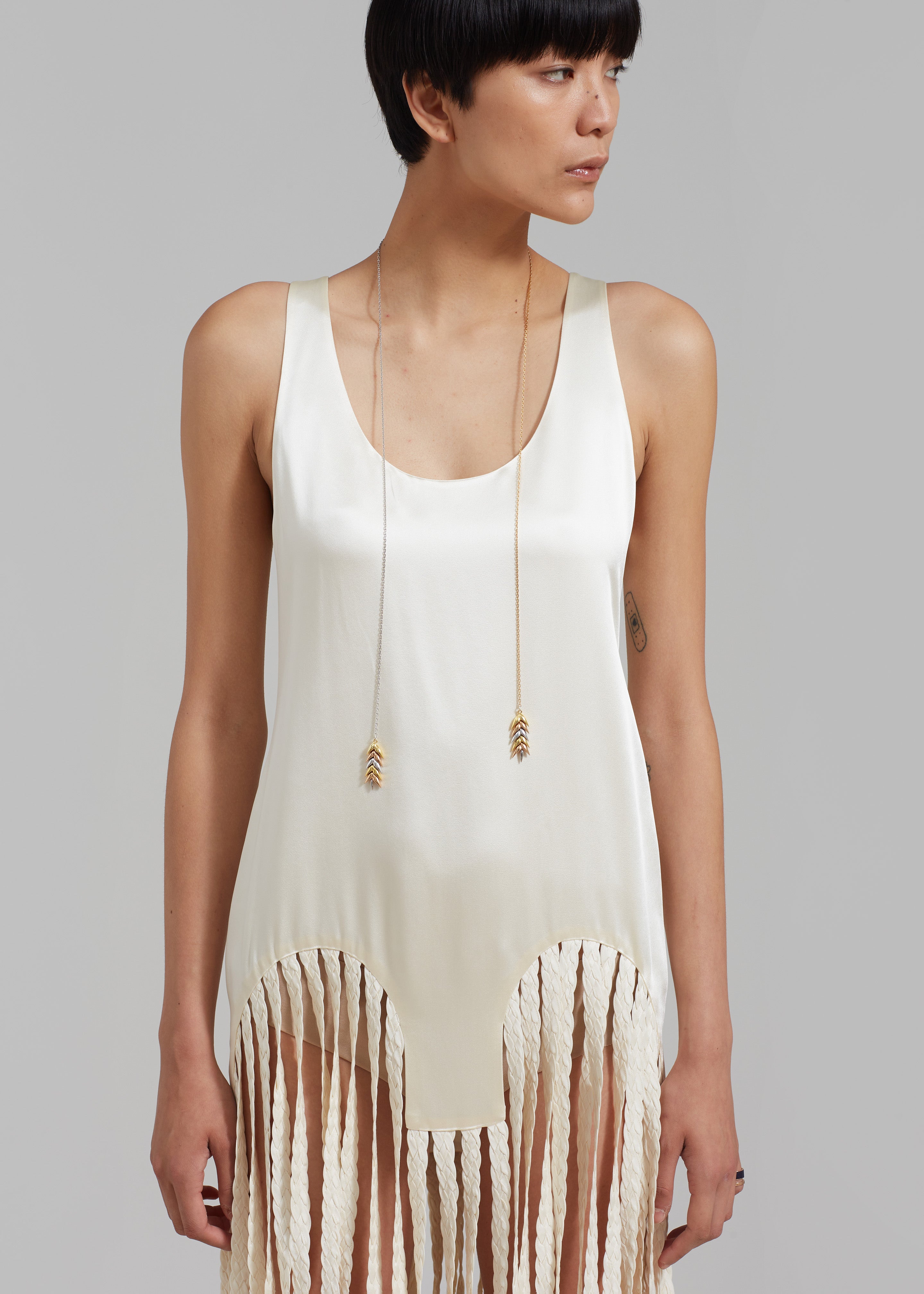 Bevza Long Spikelet Dress - Champagne - 7