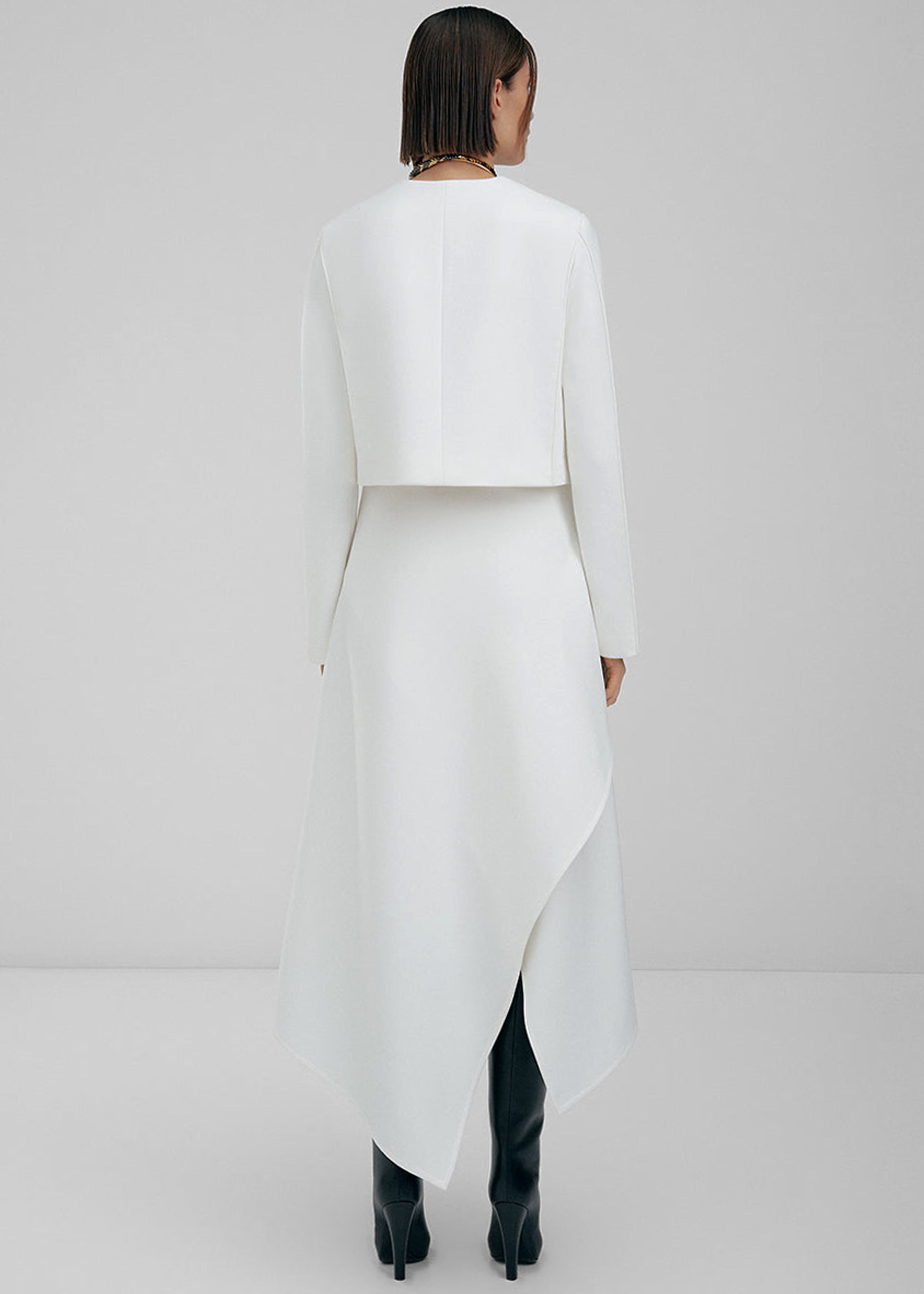 Bevza Midi Asymmetric Skirt - White - 4