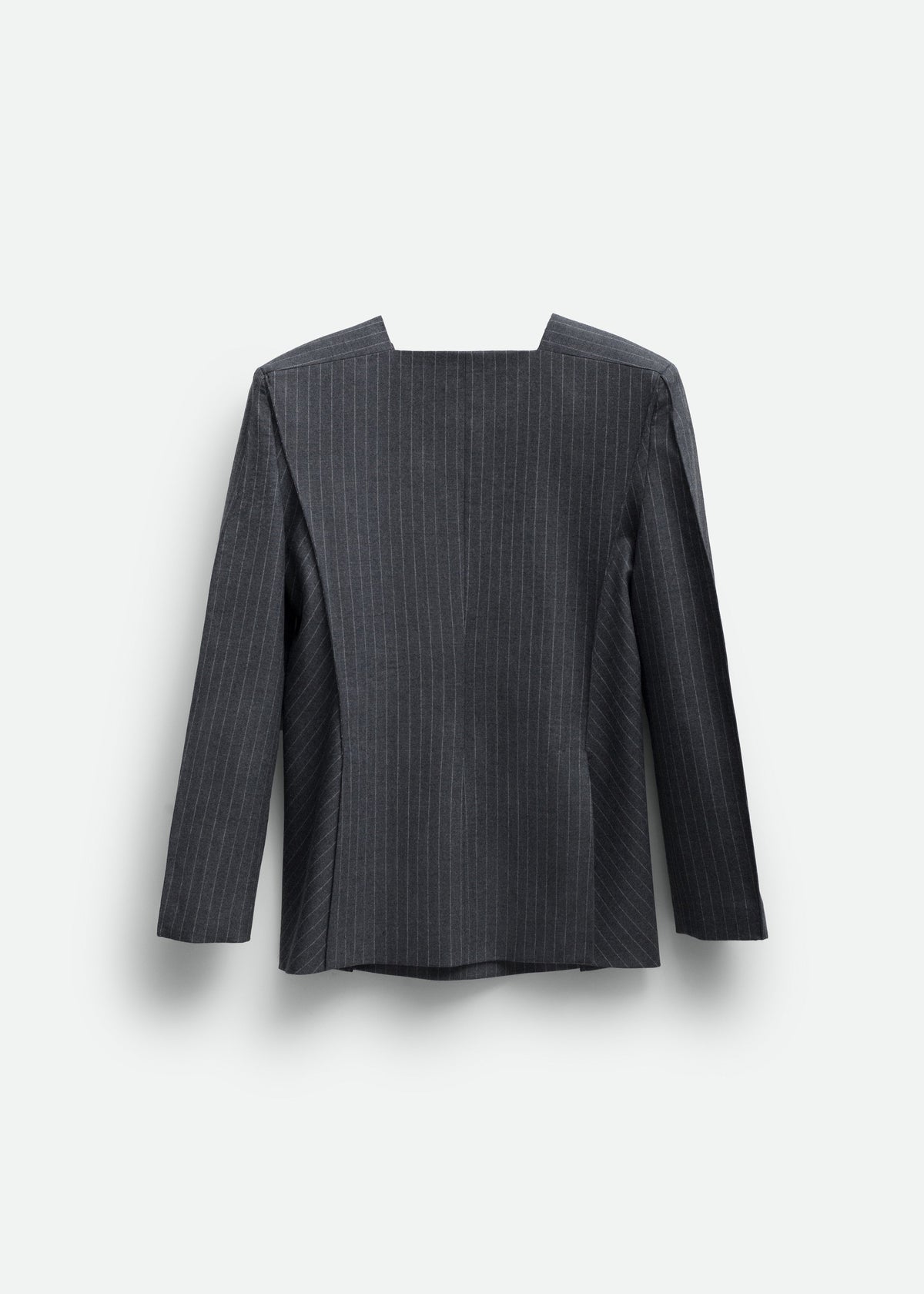 Bevza Pinstriped Blazer - Dark Grey - 4