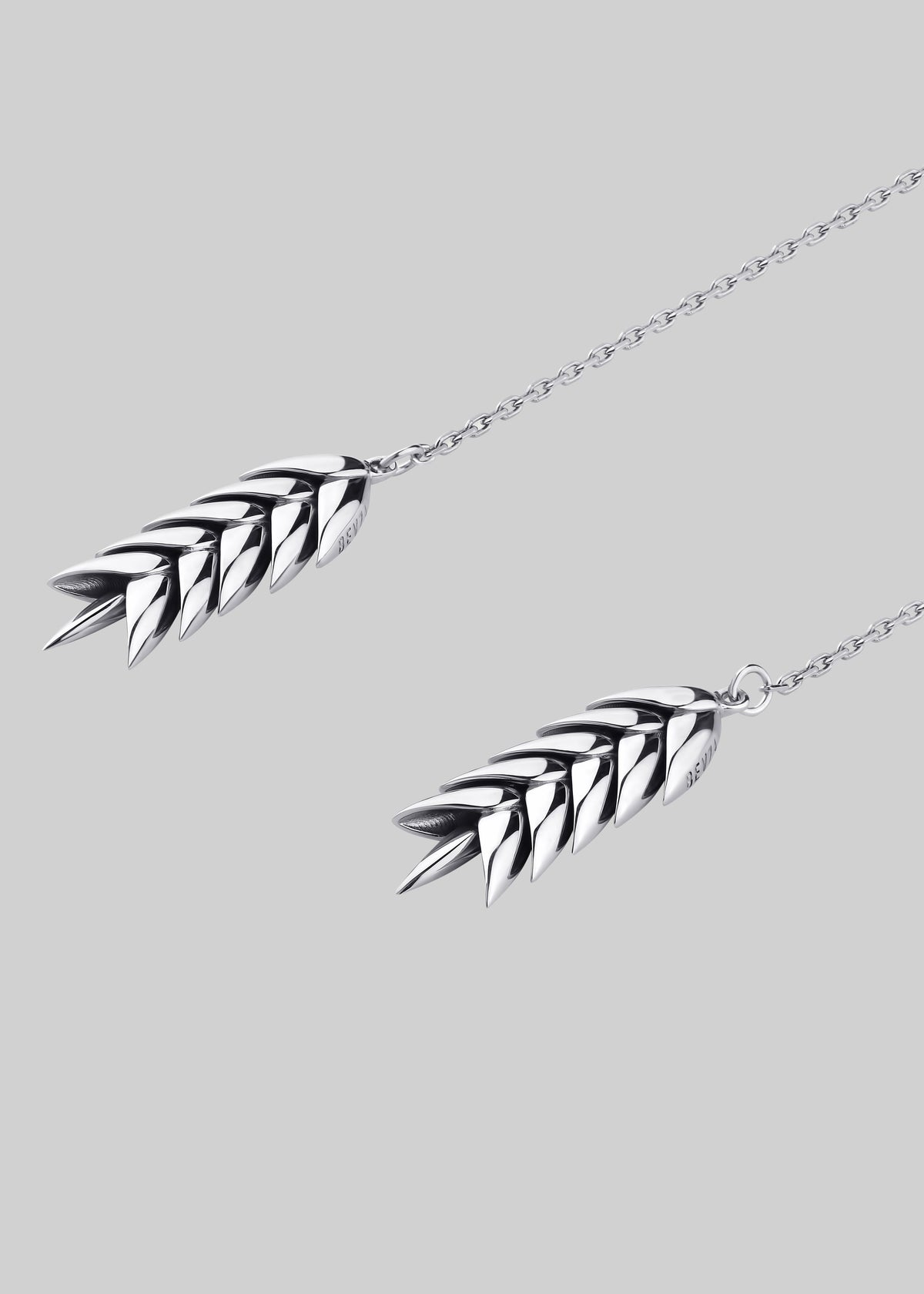 Bevza Spikelet Long Pendant - Silver - 4