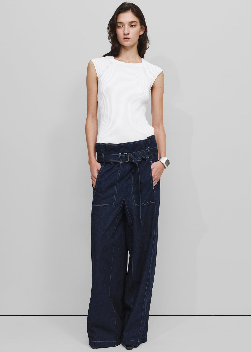 Bevza Square Jeans - Navy