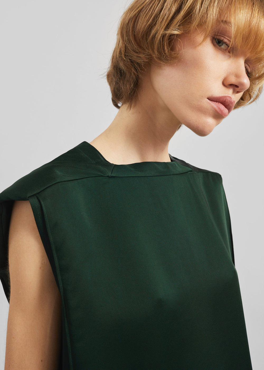 Bevza Square Neck Top - Dark Green - 1