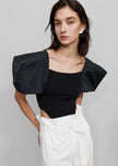 Bevza Square Shoulder Bodysuit - Black