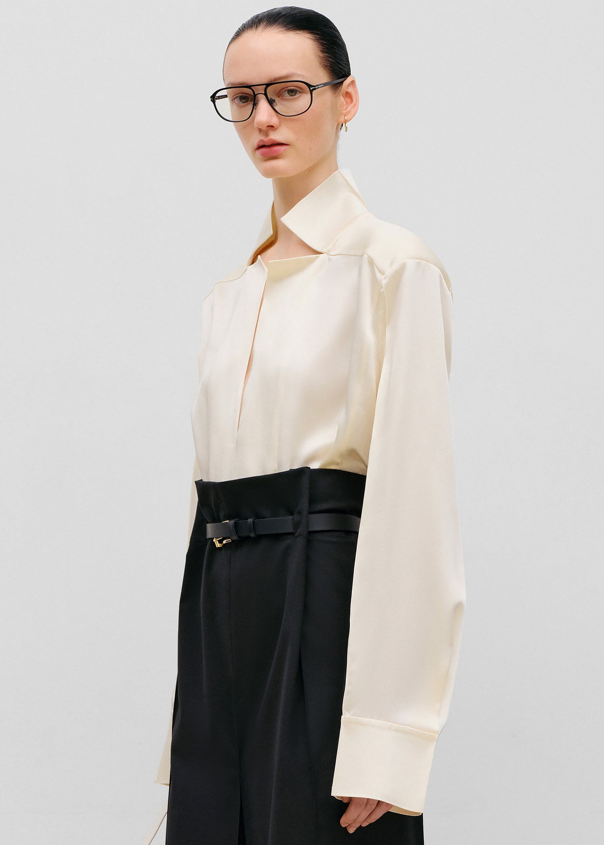 Bevza Stand-Collar Blouse - Vanilla - 2