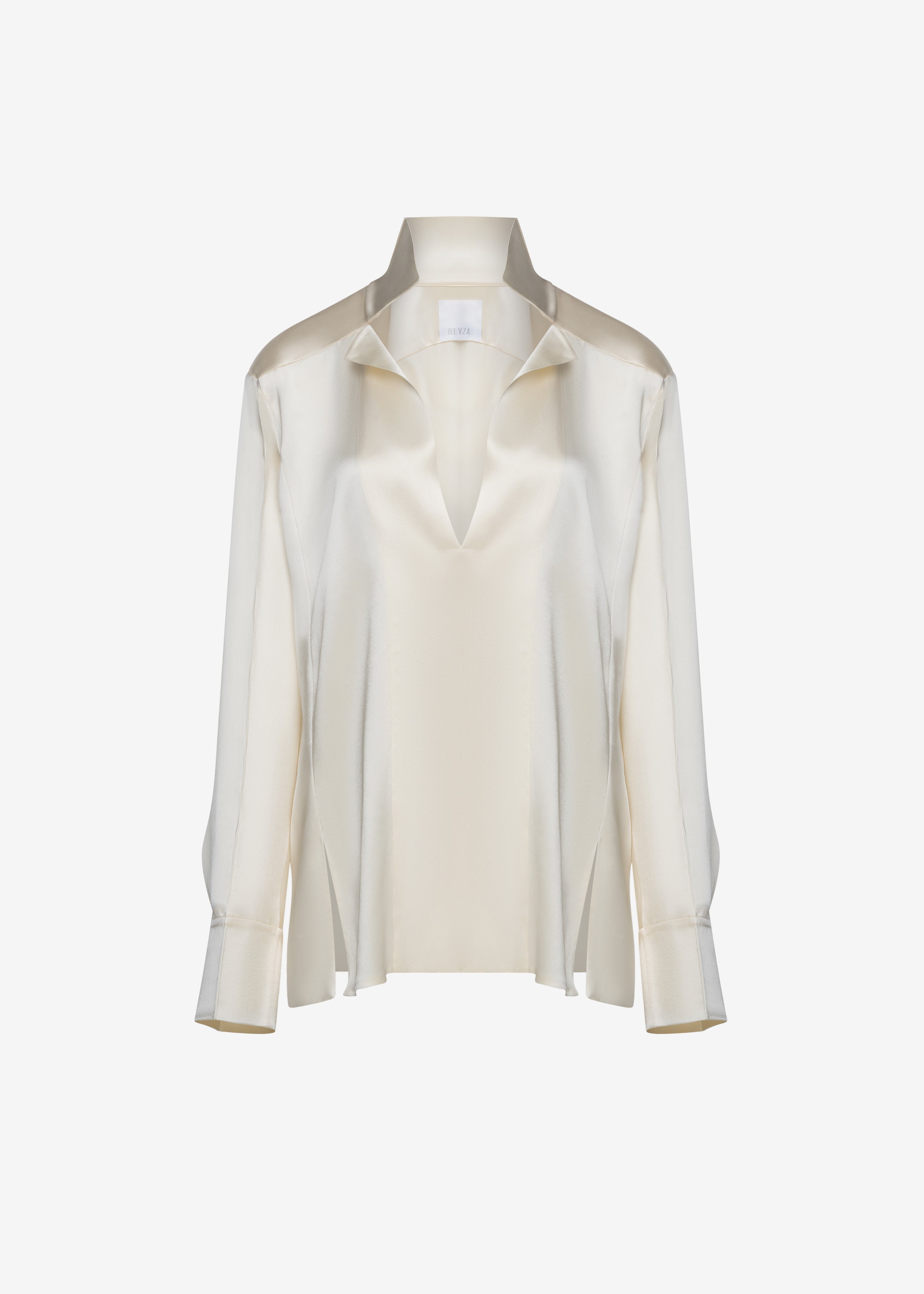 Bevza Stand-Collar Blouse - Vanilla - 7