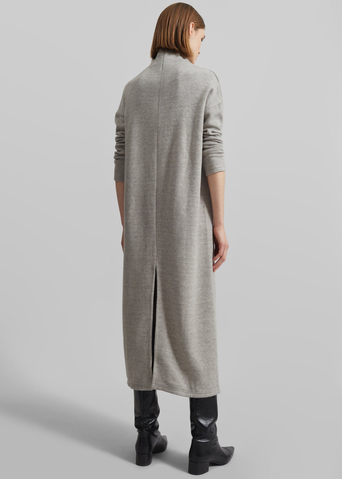 Bevza Turtleneck Long Dress - Grey Melange - 5