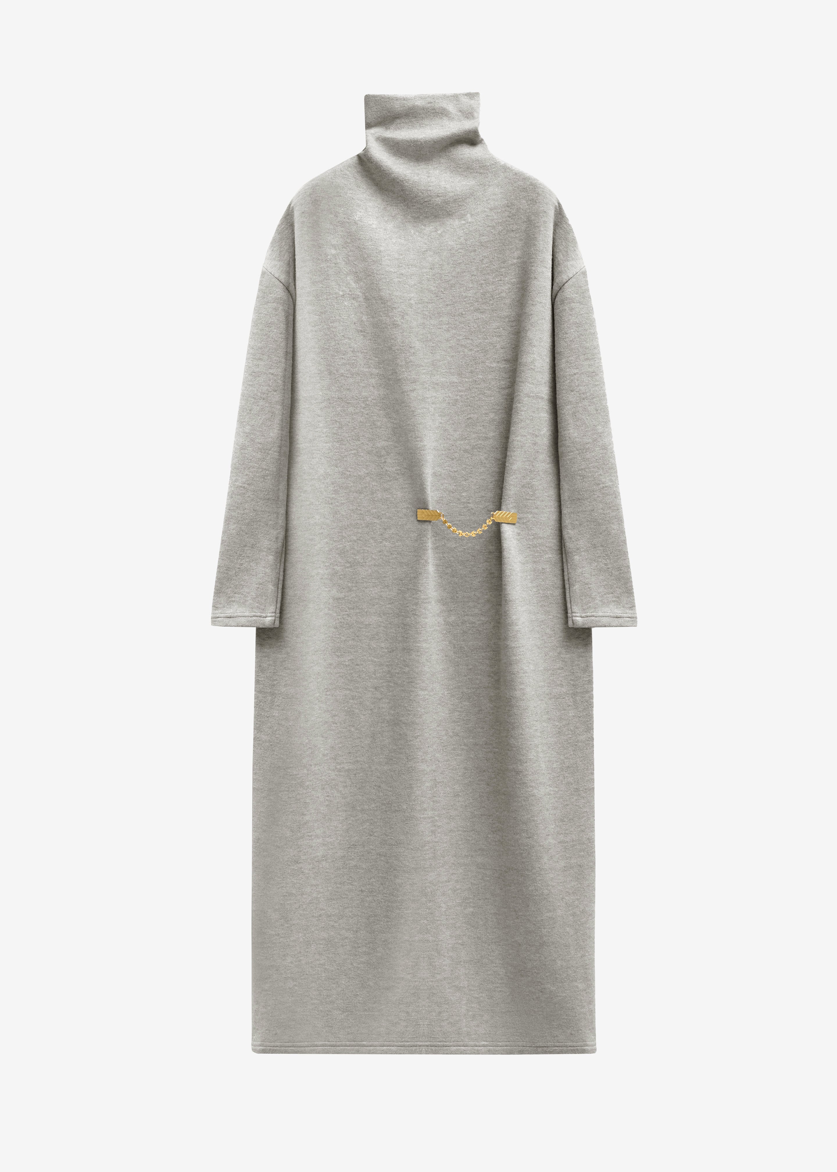 Bevza Turtleneck Long Dress - Grey Melange - 6