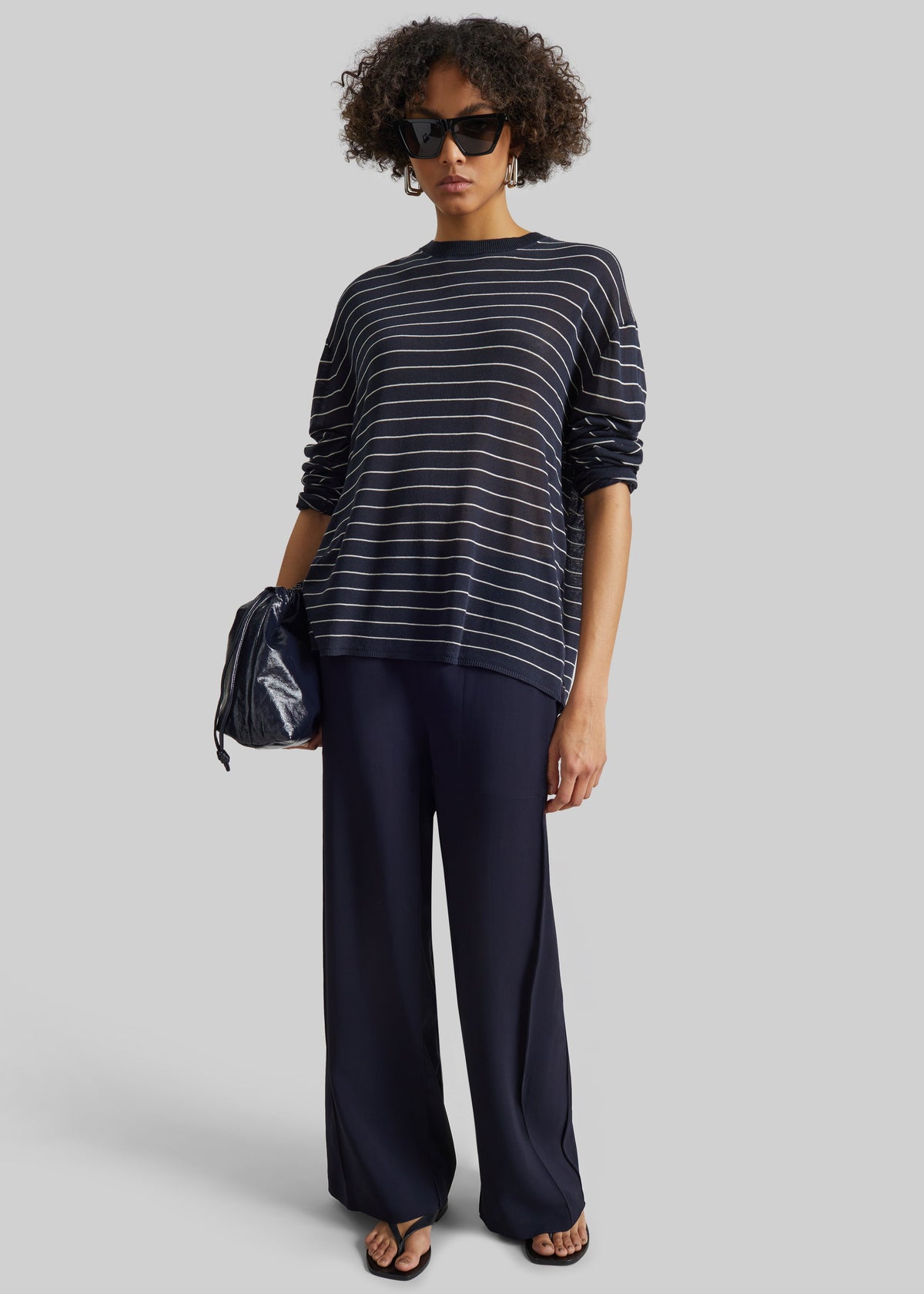 Bevza Wide Leg Culottes - Dark Ink Navy - 5