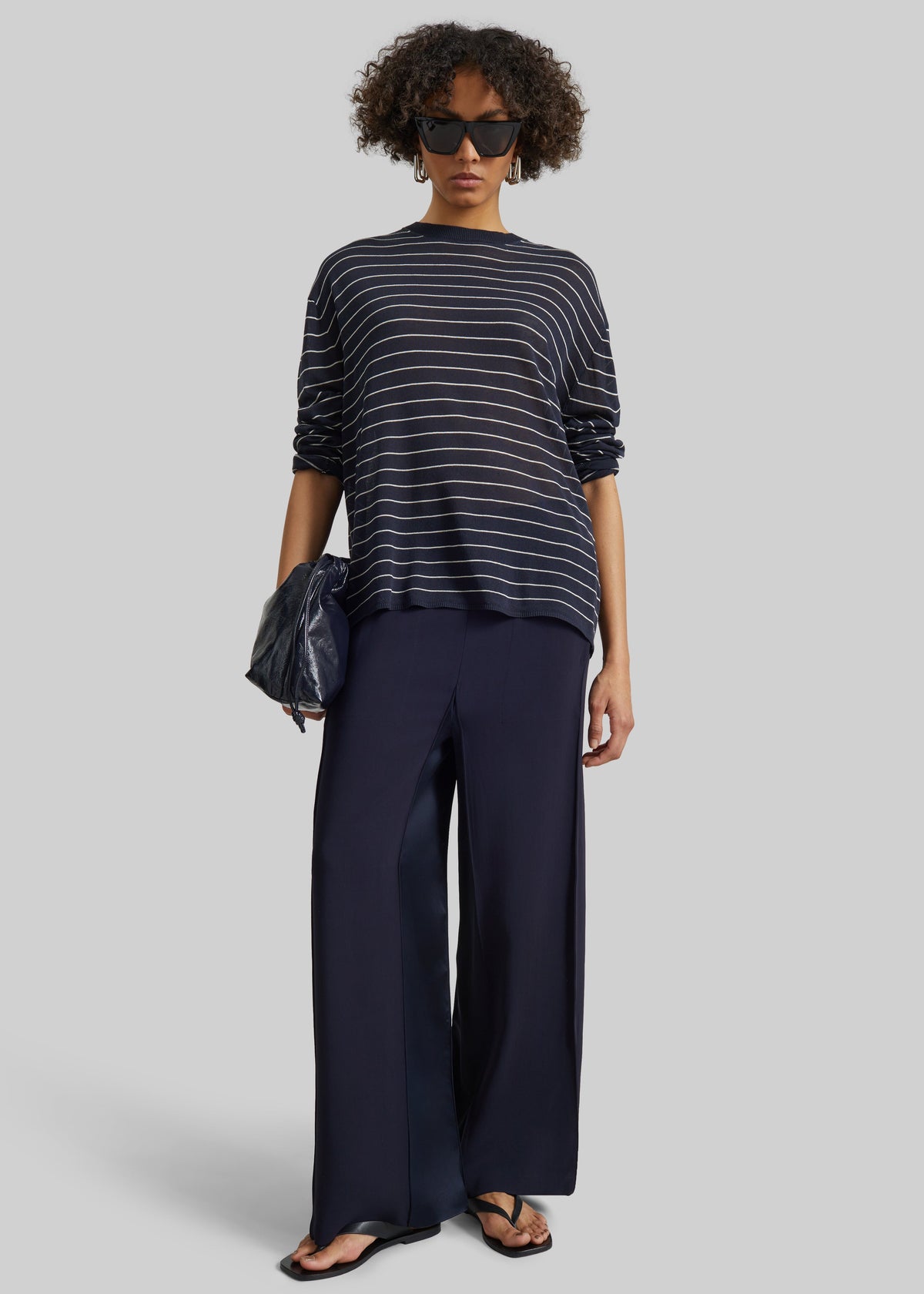 Bevza Wide Leg Culottes - Dark Ink Navy - 1