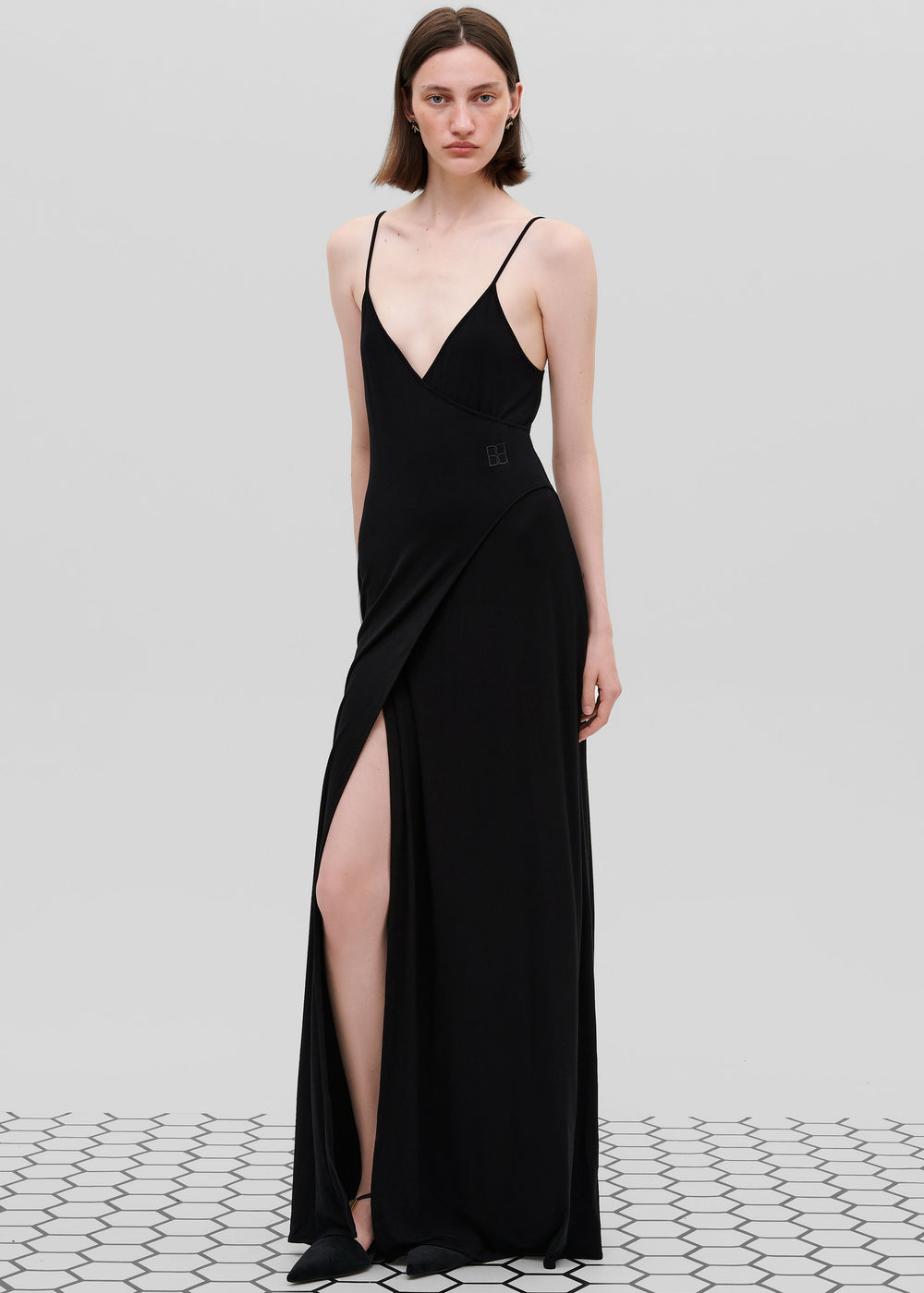 Bevza Wrap Sundress - Black